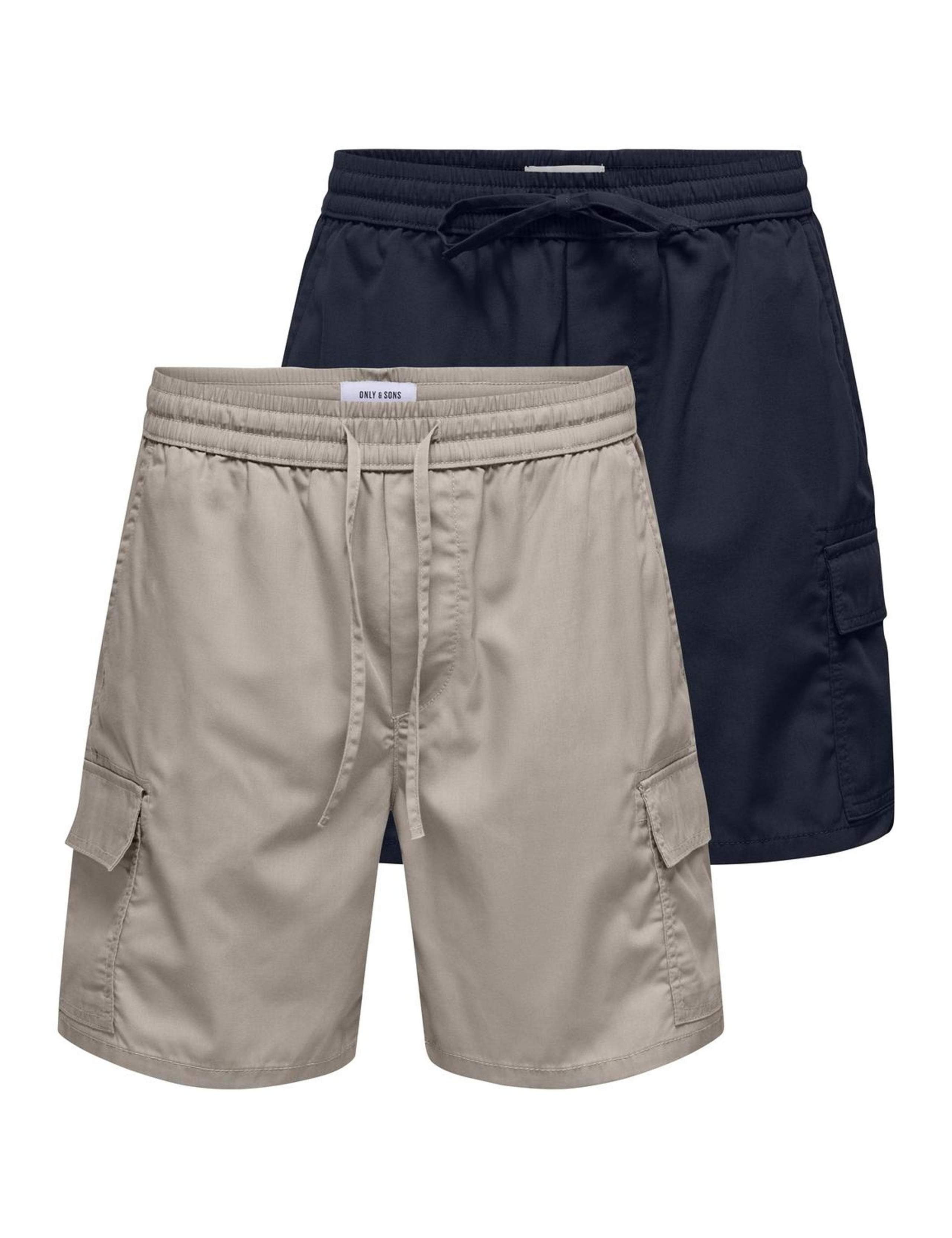 2 Pack Regular Fit Pure Cotton Drawstring Cargo Shorts 2 of 3