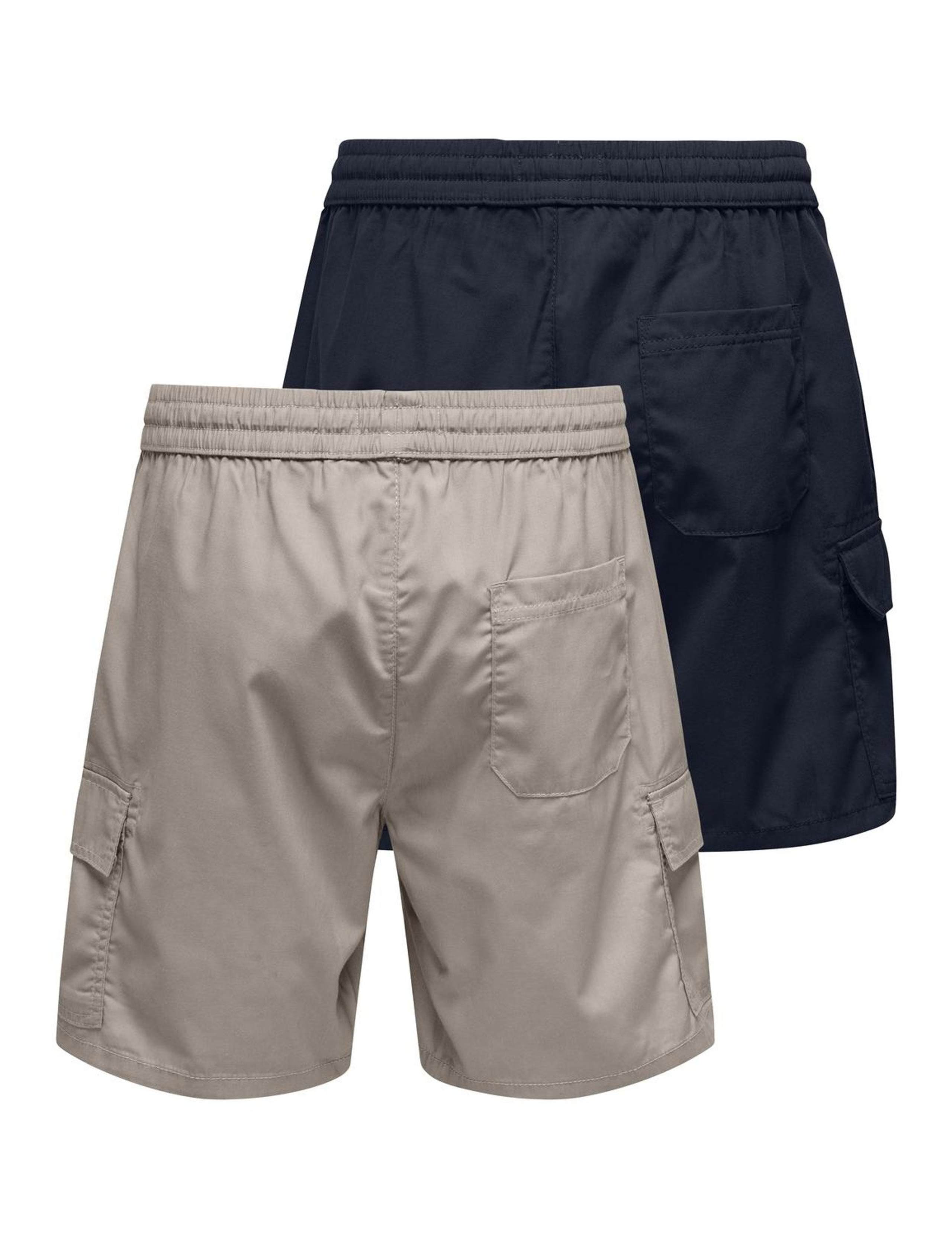 2 Pack Regular Fit Pure Cotton Drawstring Cargo Shorts 2 of 2