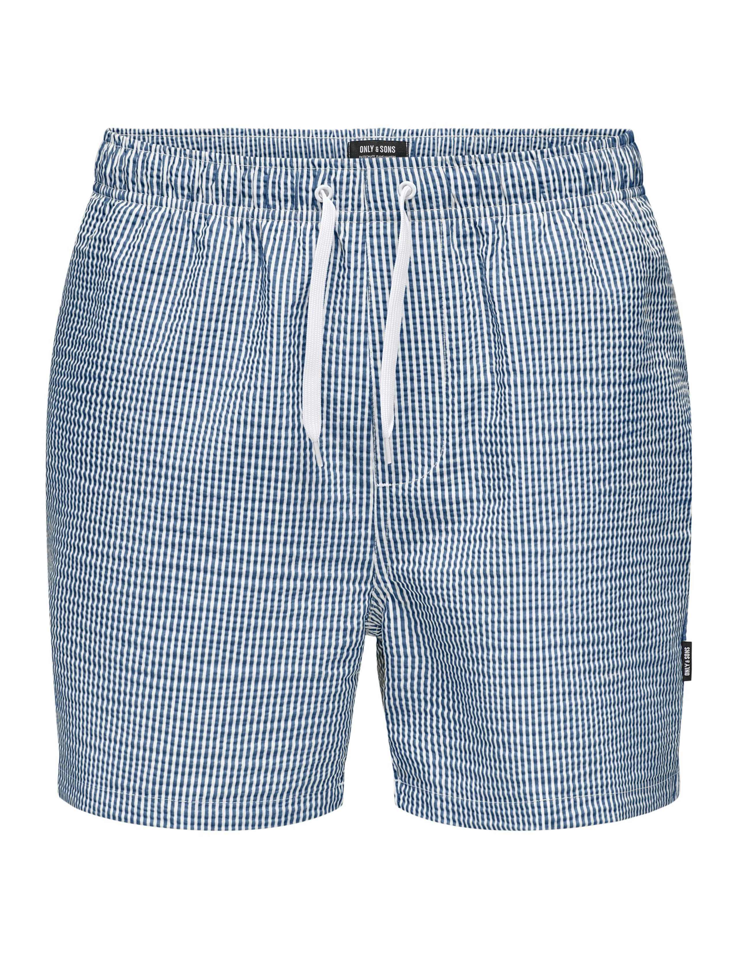 Cotton Blend Seersucker Striped Swim Shorts 2 of 5
