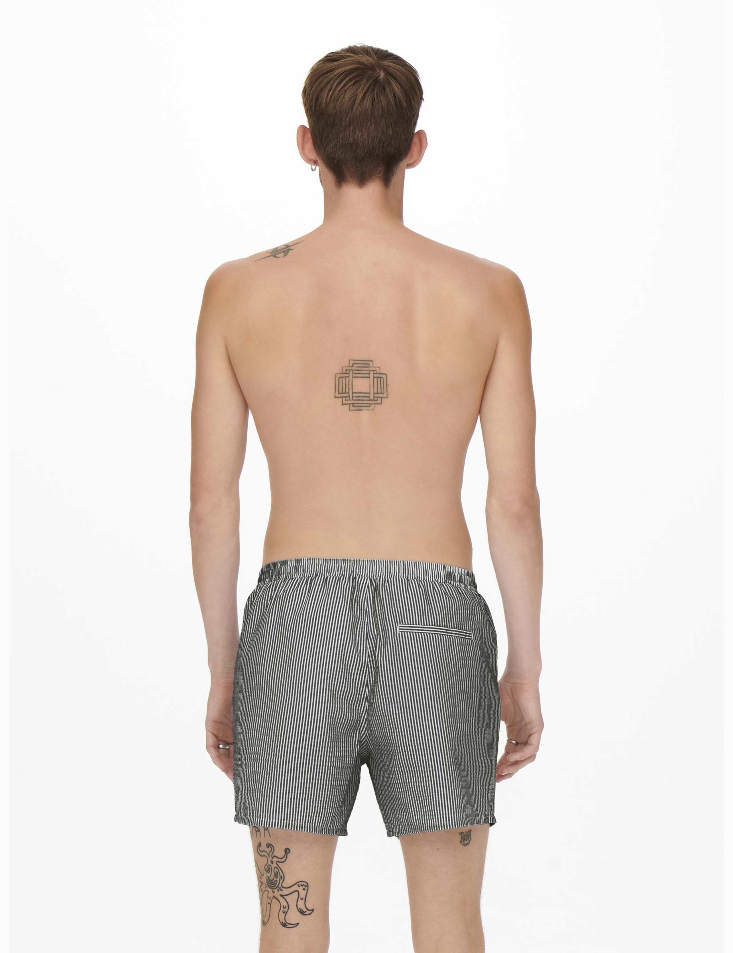 Cotton Blend Seersucker Striped Swim Shorts 4 of 4