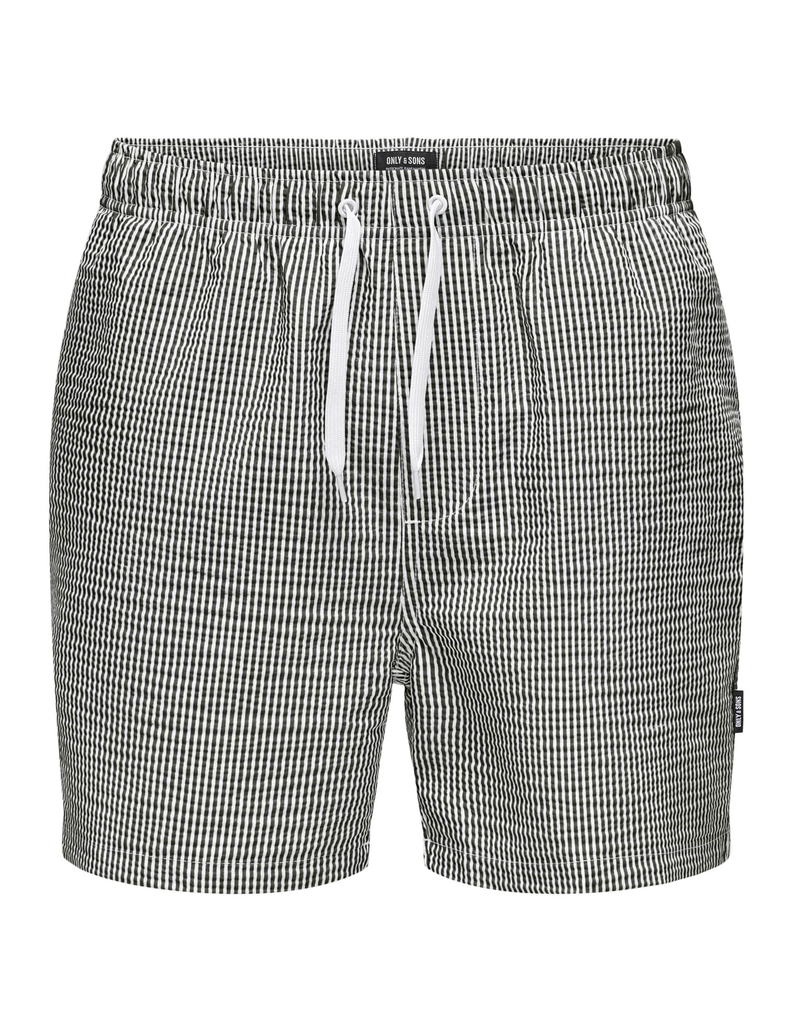 Cotton Blend Seersucker Striped Swim Shorts 2 of 4