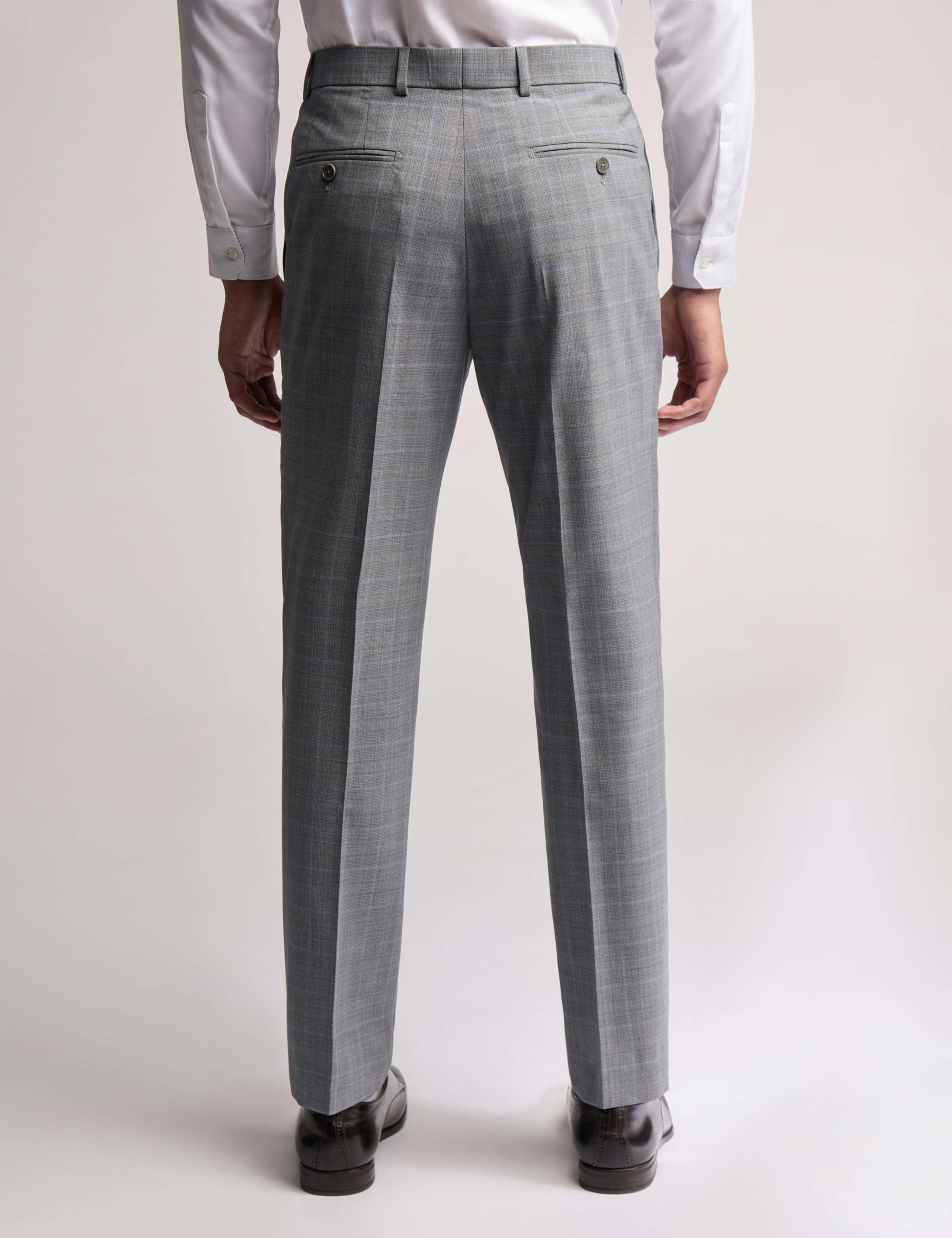 Slim Fit Wool Rich Check Flat Front Trousers 2 of 3