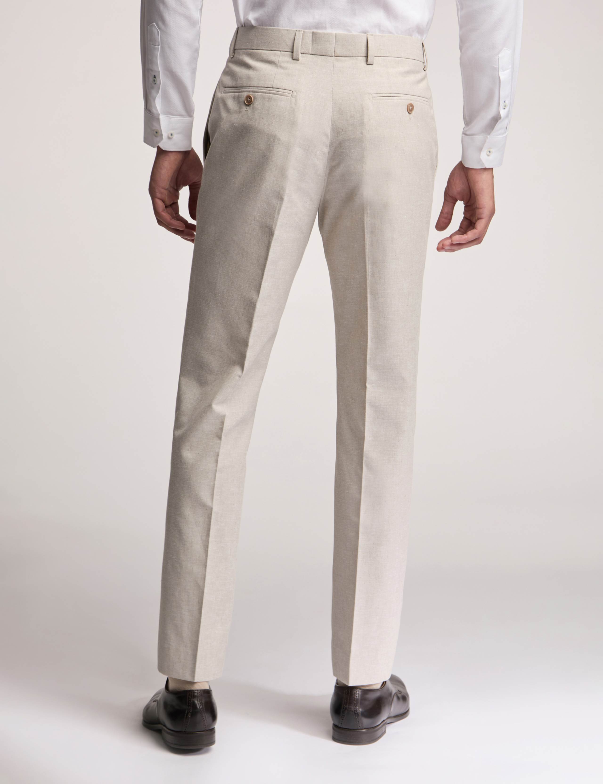 Slim Fit Linen Blend Flat Front Trousers 2 of 3