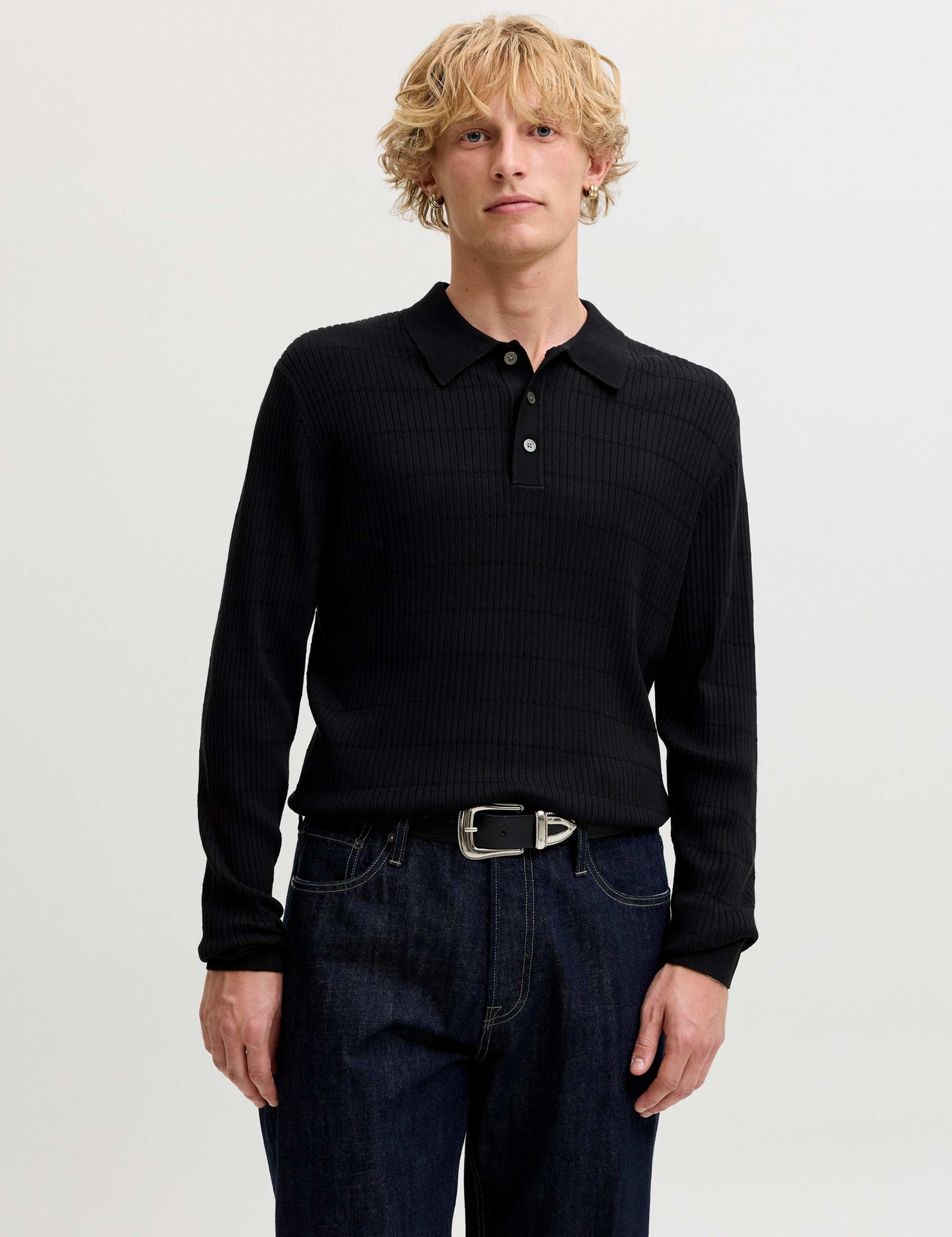 Textured Long Sleeve Polo Shirt 1 of 7
