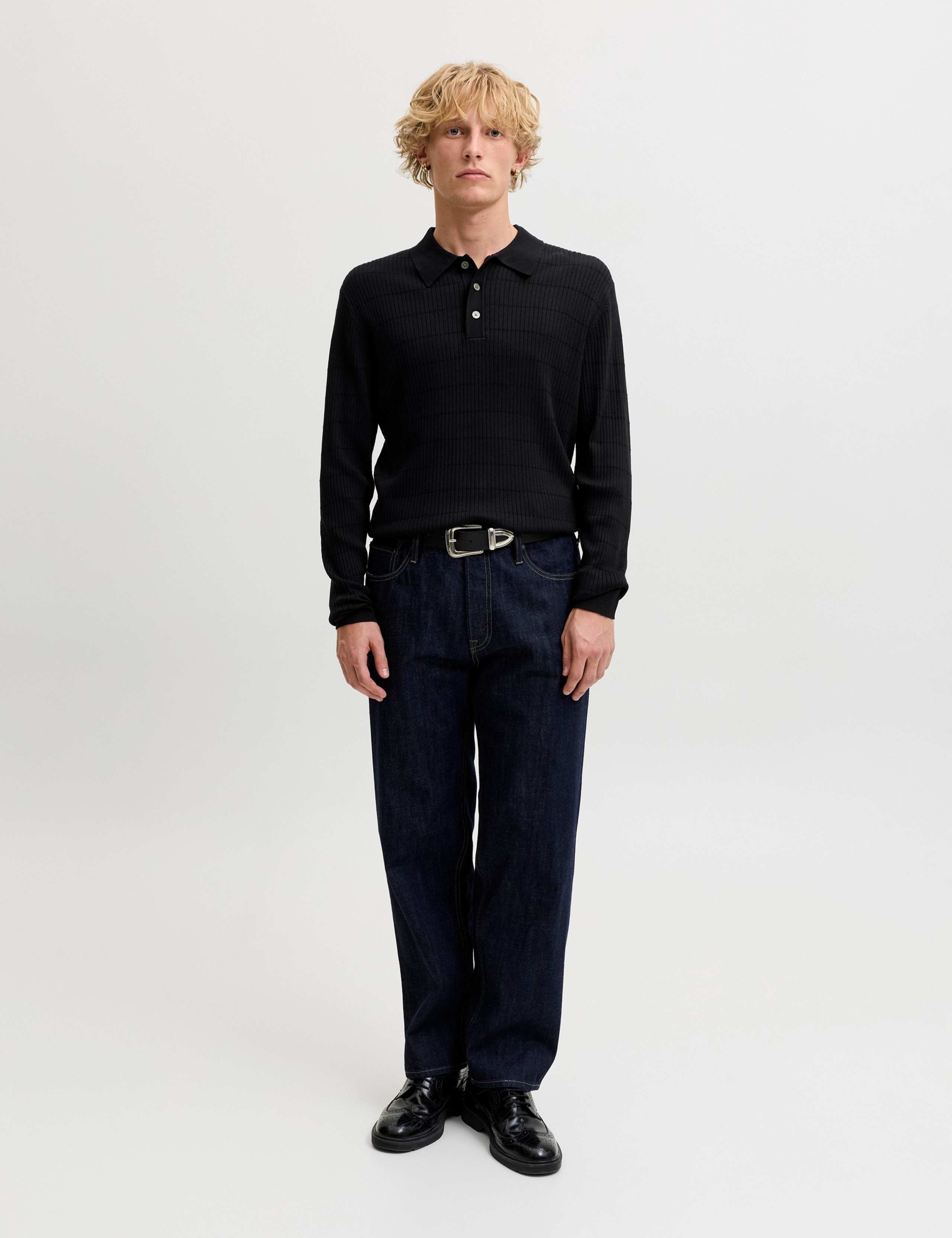 Textured Long Sleeve Polo Shirt 4 of 7