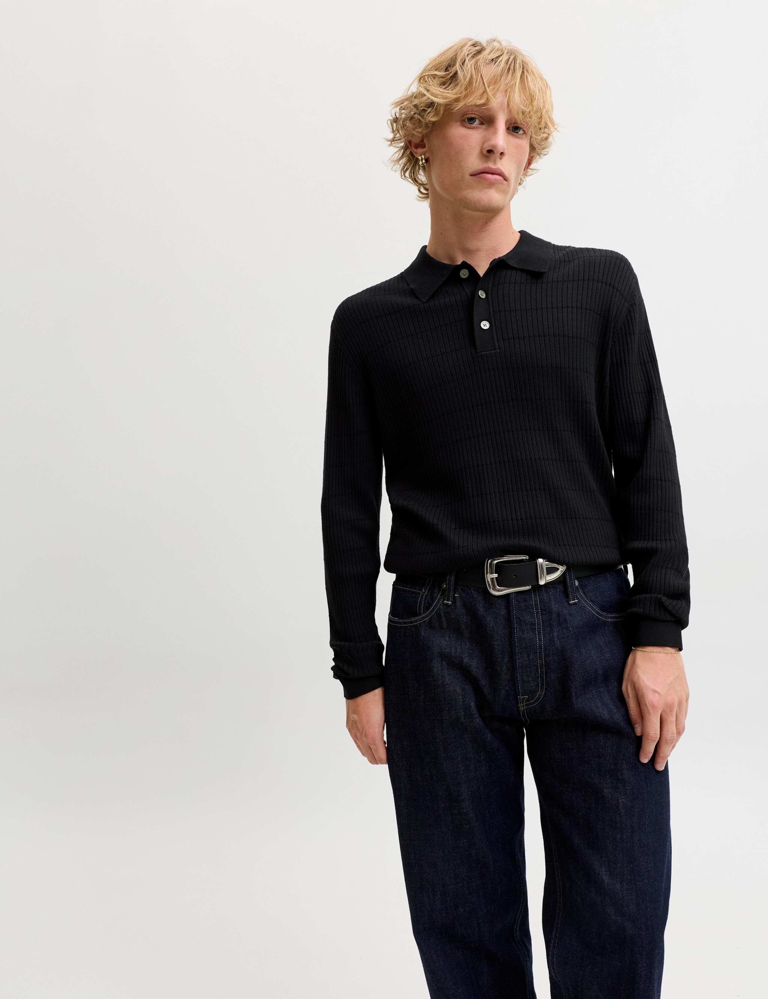 Textured Long Sleeve Polo Shirt 6 of 7