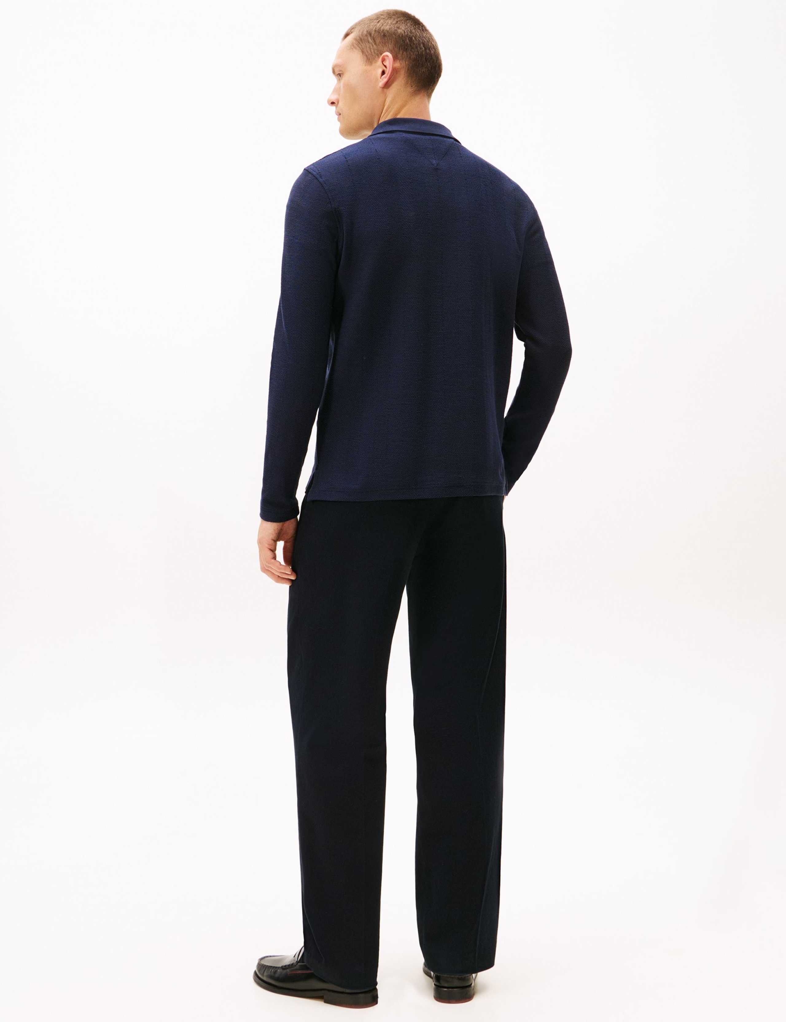Pure Cotton Long Sleeve Polo Shirt 3 of 5