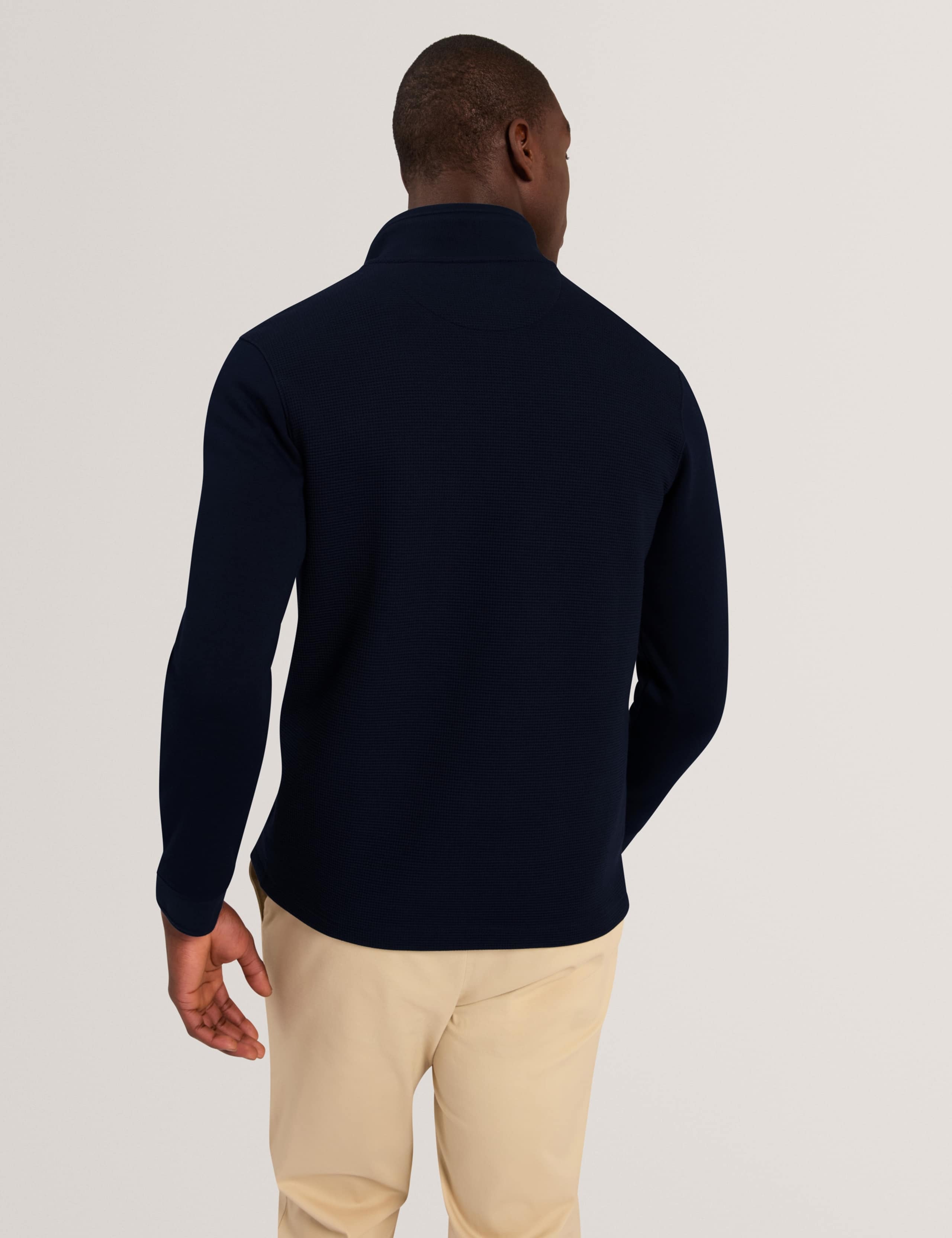 Cotton Blend Textured Half Zip Jumper 3 of 6