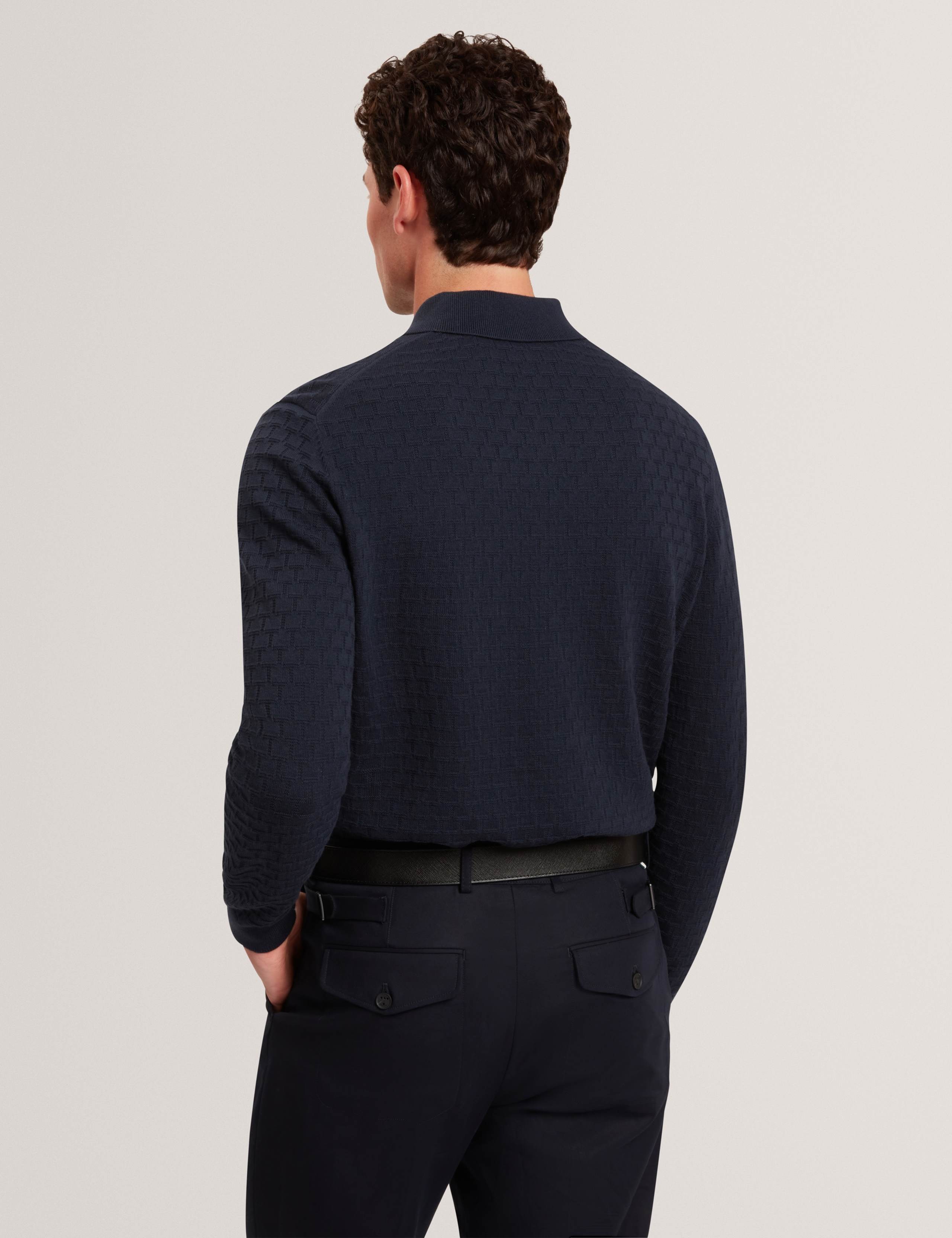 Cotton Rich Textured Long Sleeve Polo Shirt 2 of 6