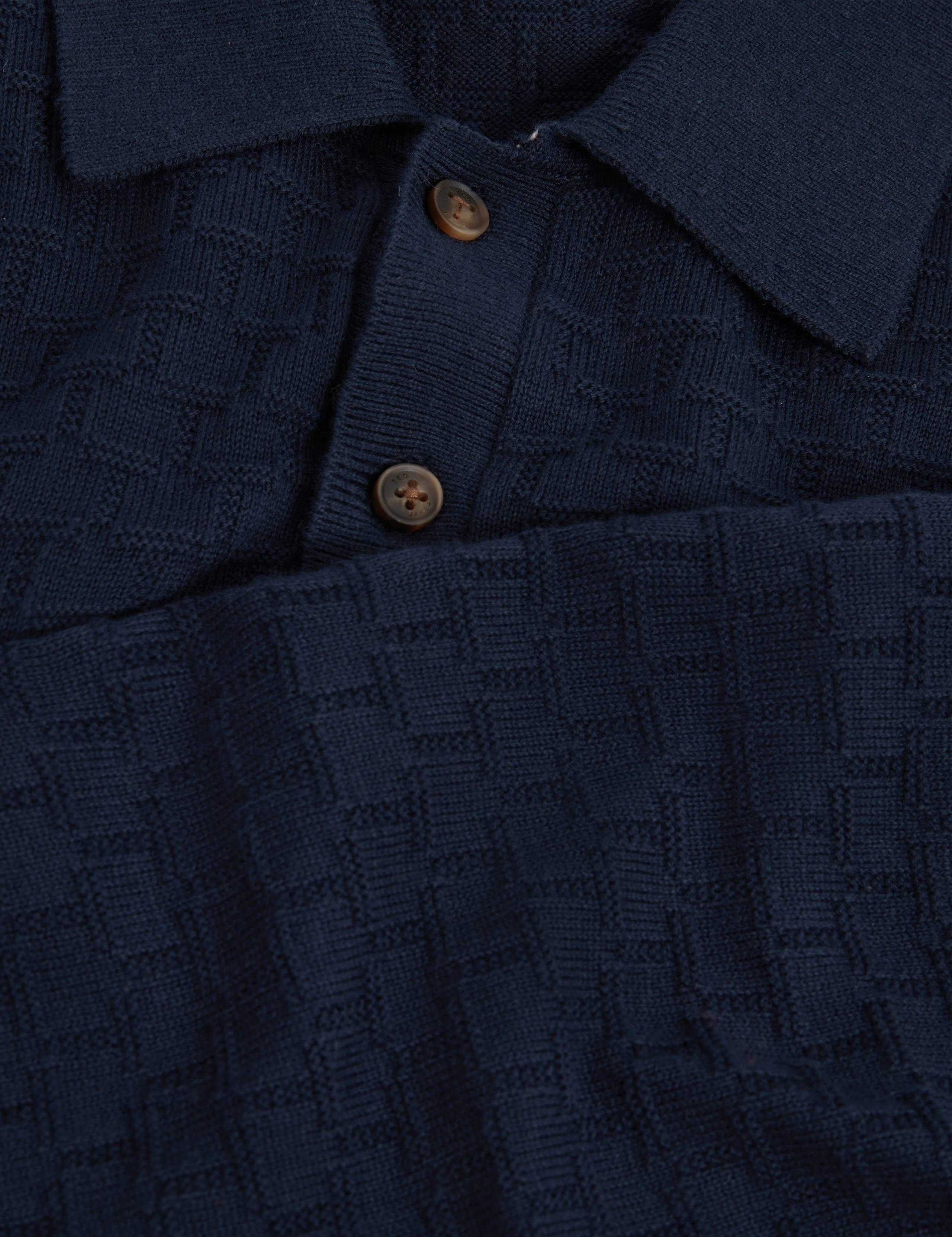 Cotton Rich Textured Long Sleeve Polo Shirt 4 of 6