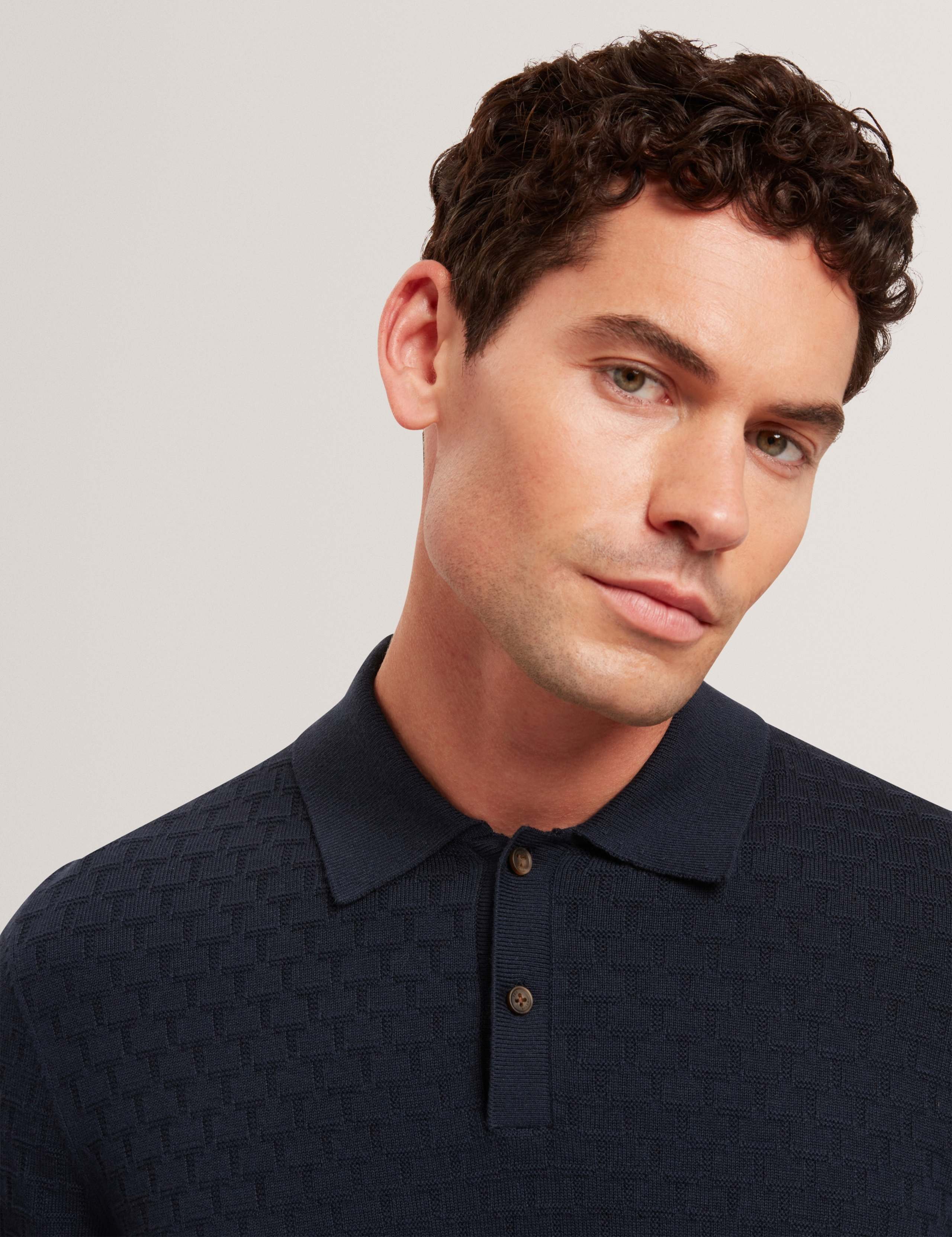 Cotton Rich Textured Long Sleeve Polo Shirt 5 of 6