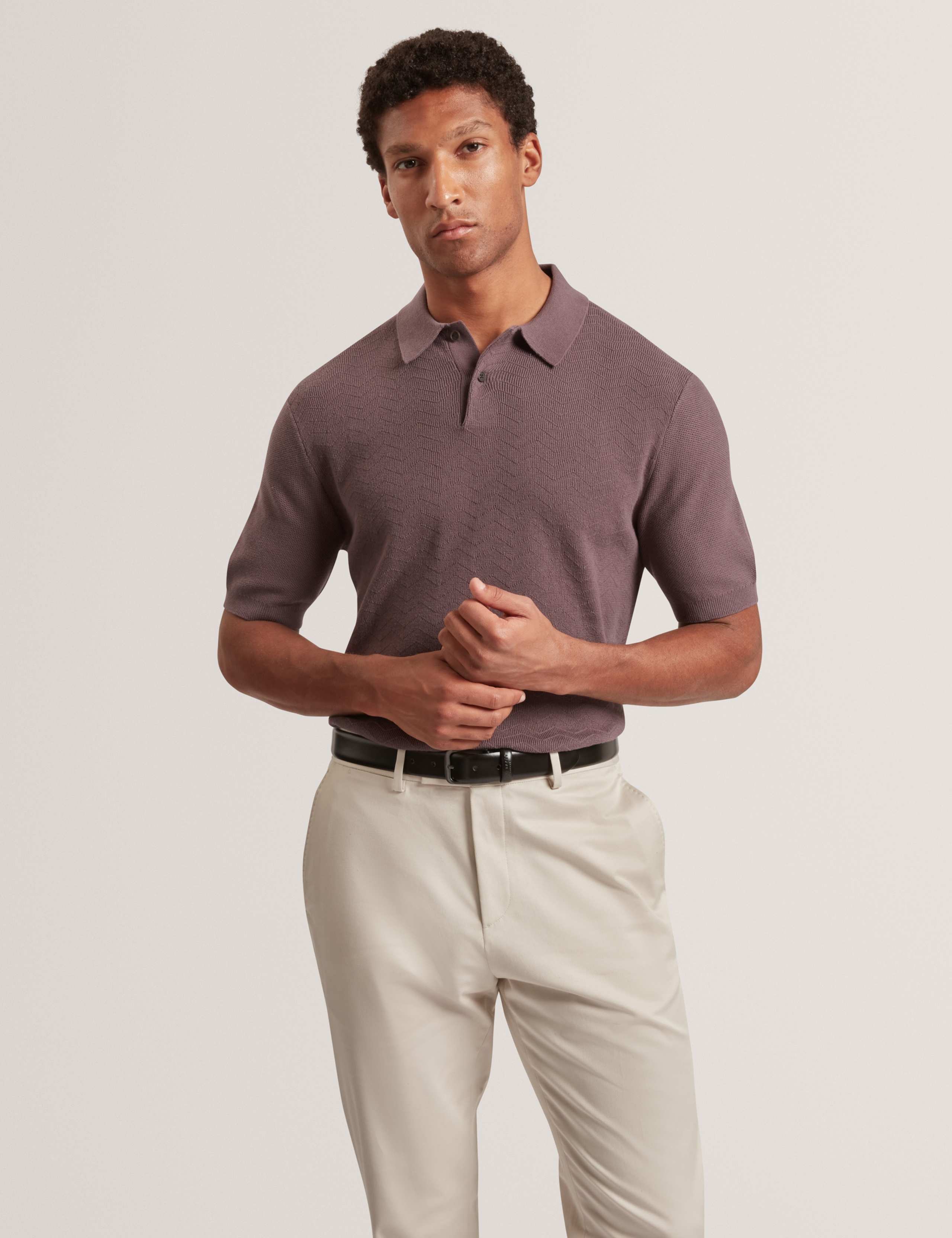 Pure Cotton Mixed Stitch Polo Shirt 1 of 7