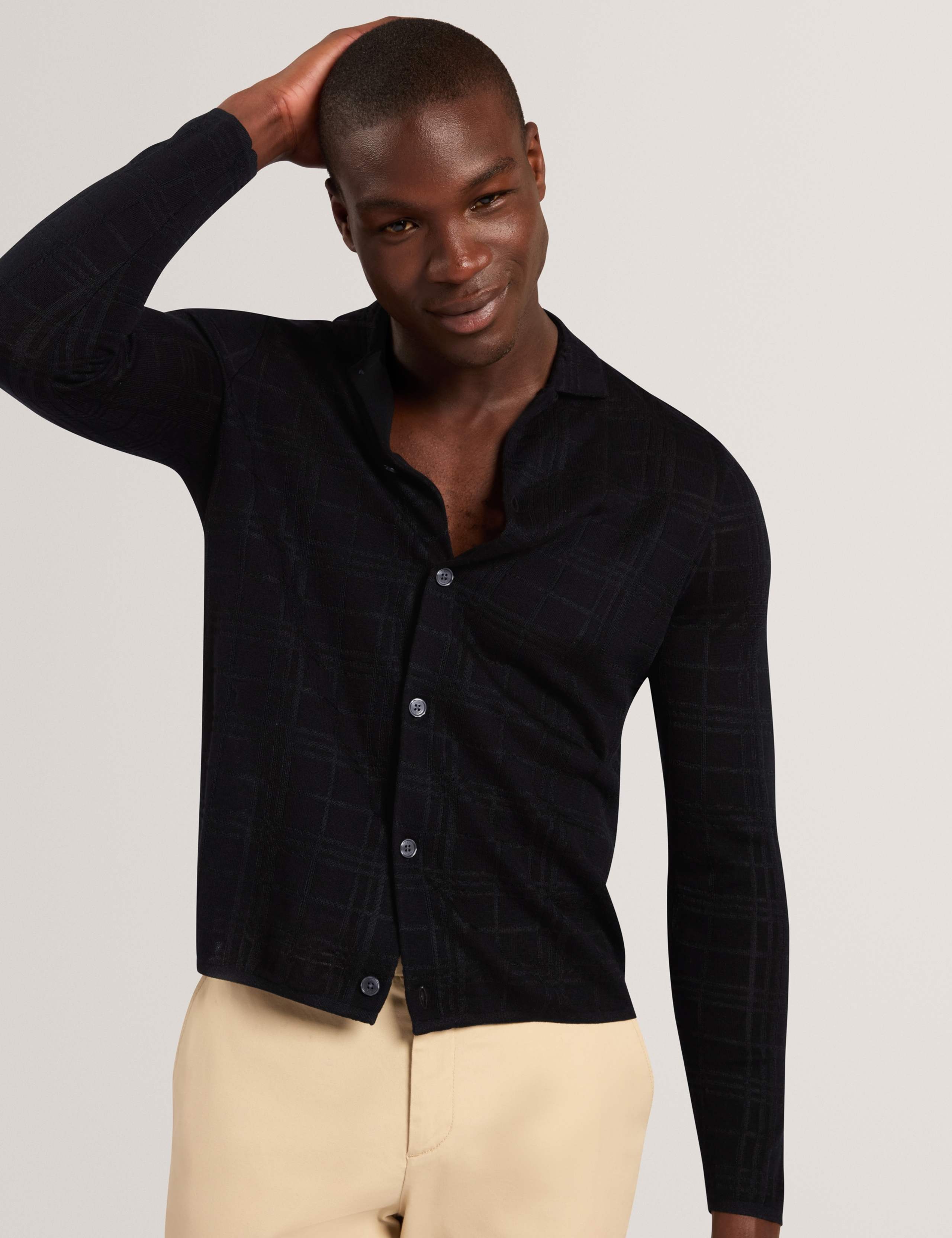 Wool Blend Long Sleeve Polo Shirt 1 of 7
