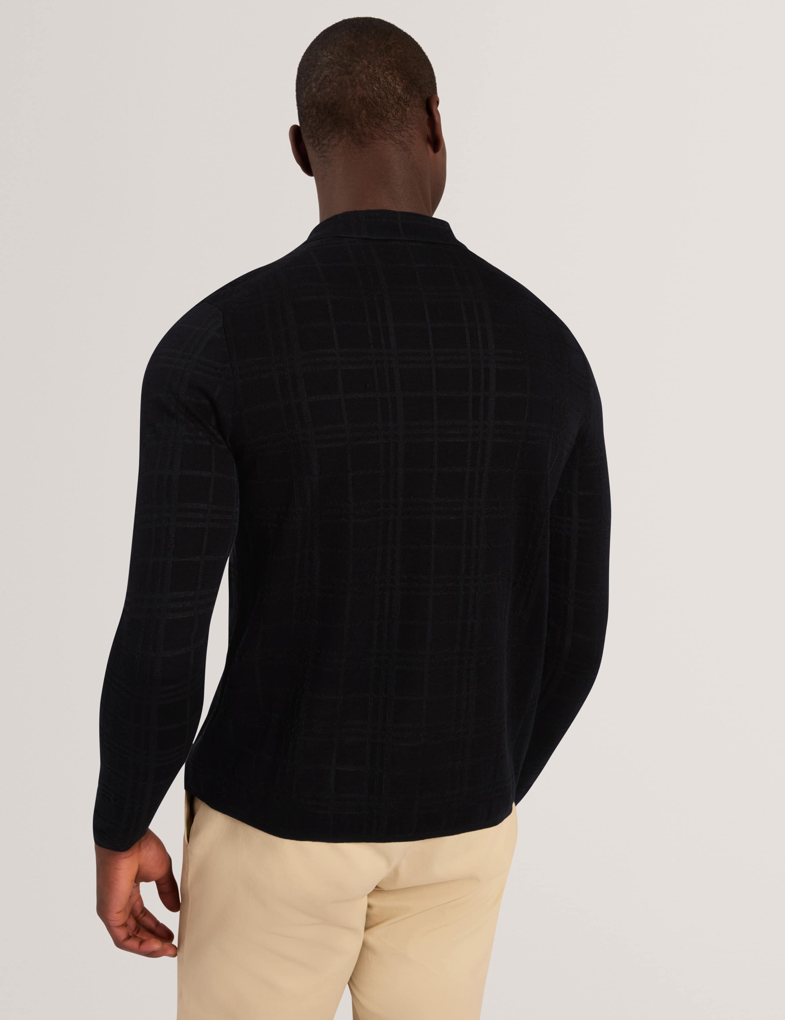 Wool Blend Long Sleeve Polo Shirt 3 of 7
