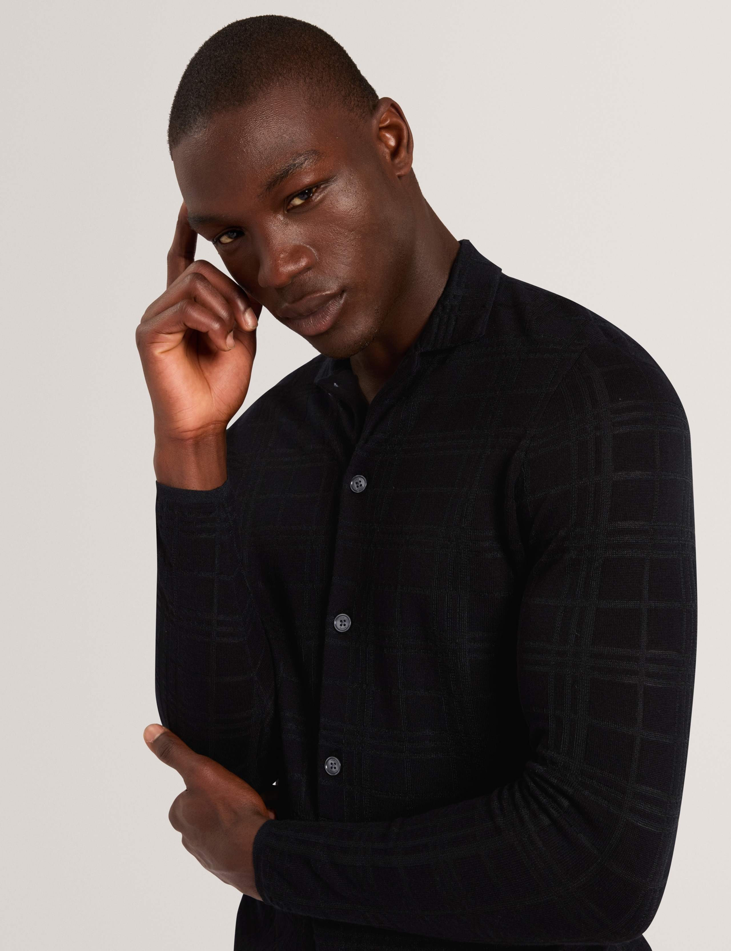 Wool Blend Long Sleeve Polo Shirt 5 of 7