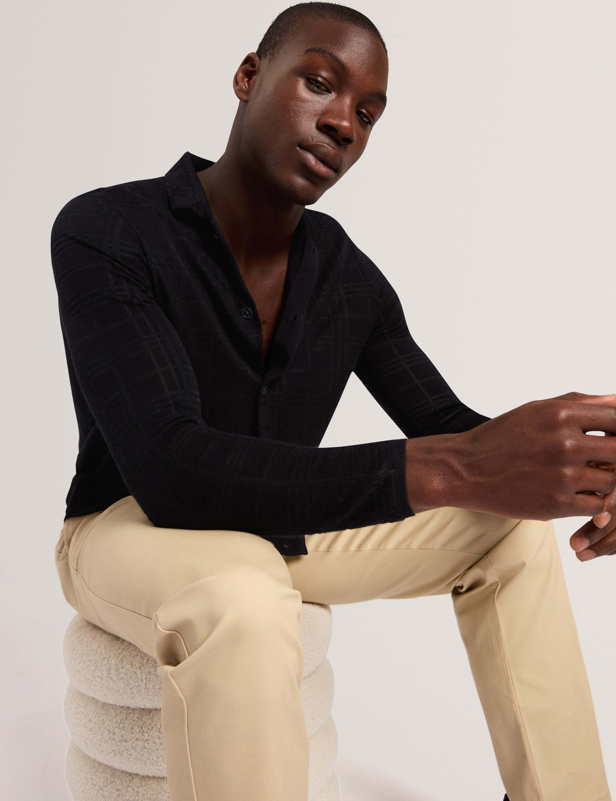 Wool Blend Long Sleeve Polo Shirt 6 of 7