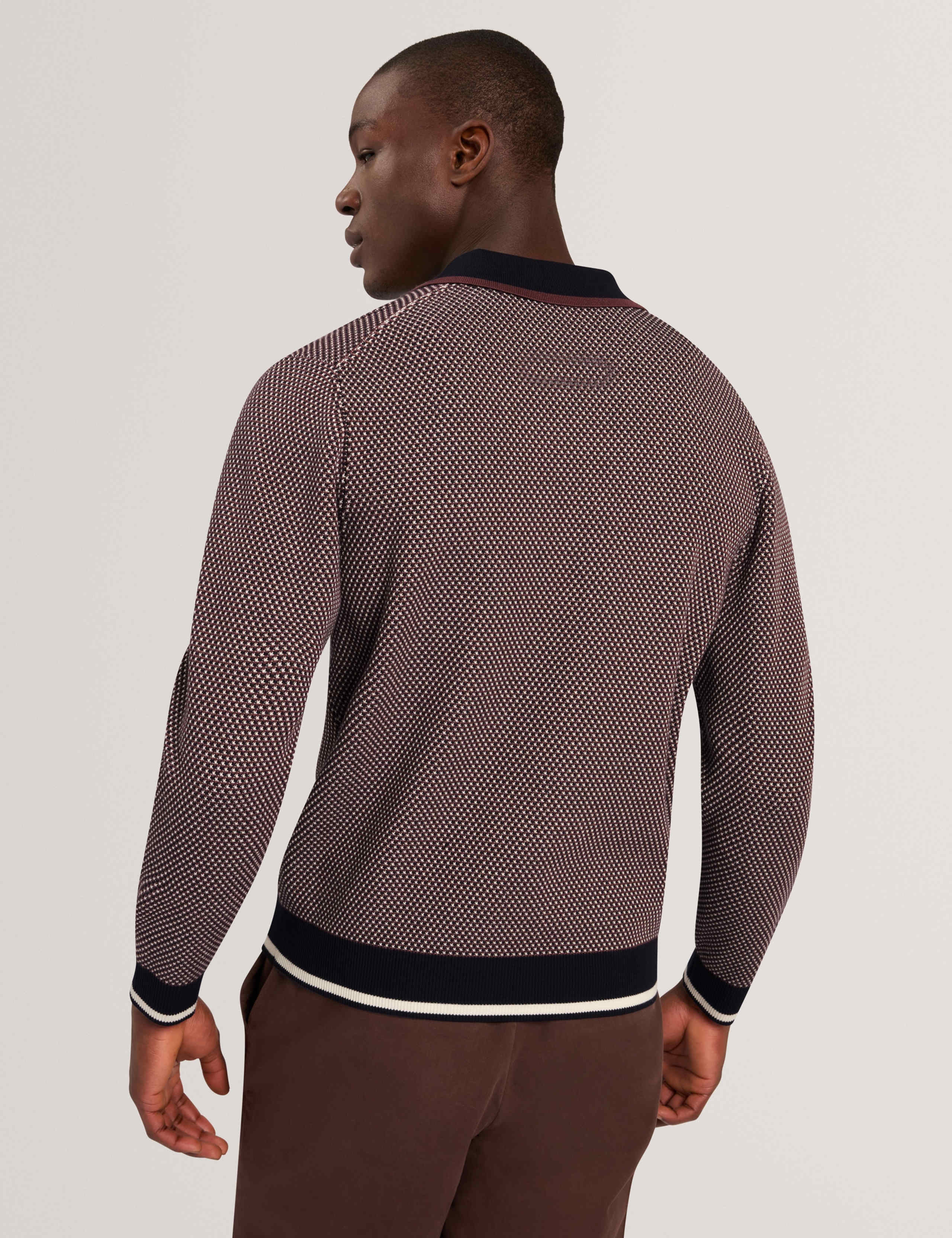 Patterned Waffle Stitch Knitted Polo Shirt 3 of 7