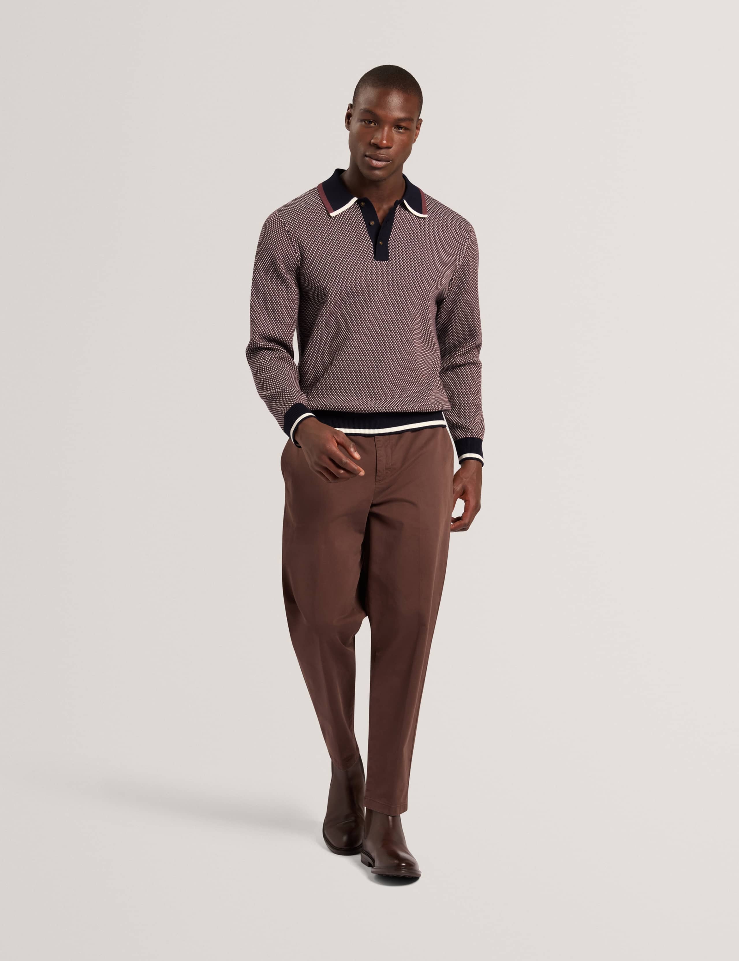 Patterned Waffle Stitch Knitted Polo Shirt 4 of 7