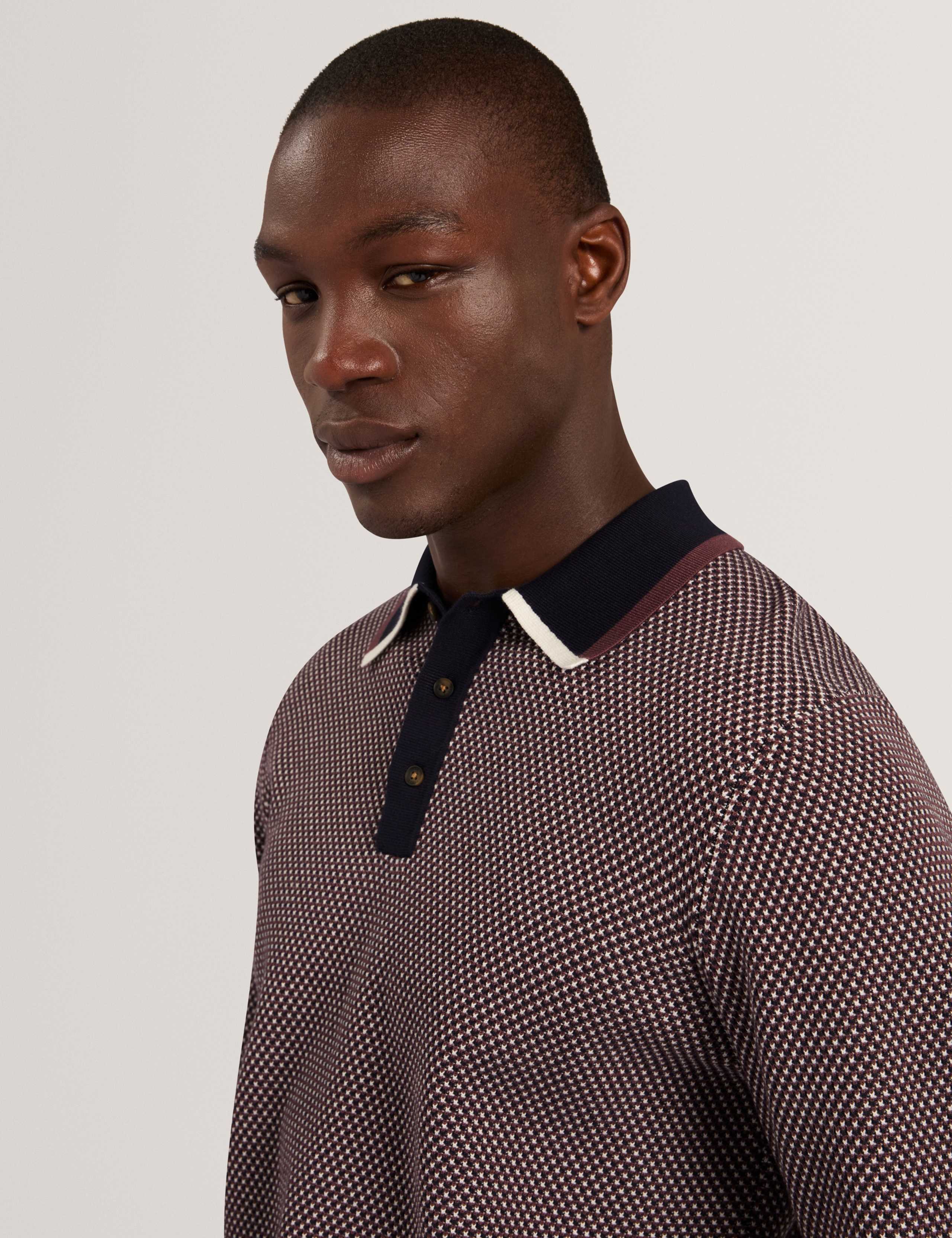 Patterned Waffle Stitch Knitted Polo Shirt 5 of 7