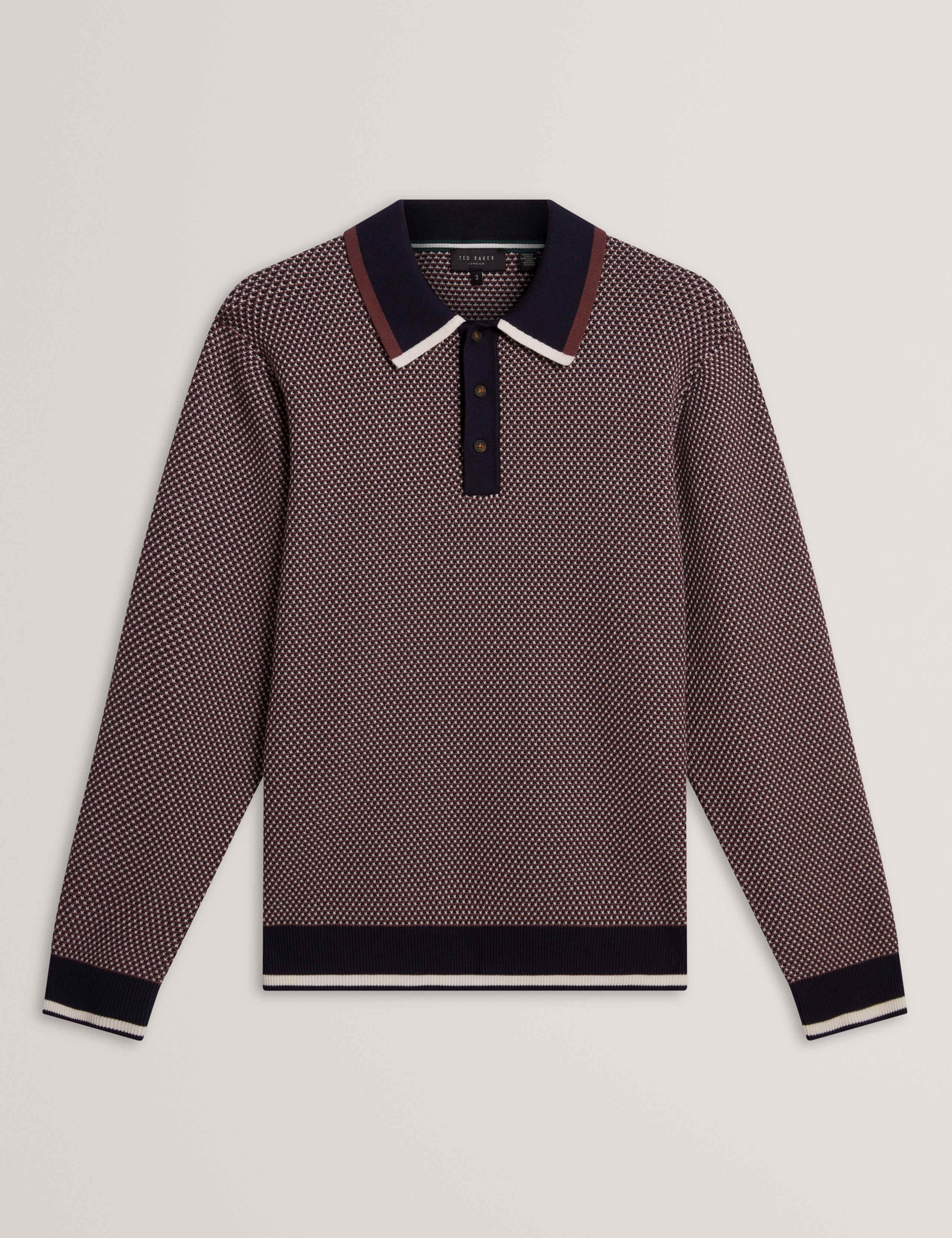 Patterned Waffle Stitch Knitted Polo Shirt 6 of 7