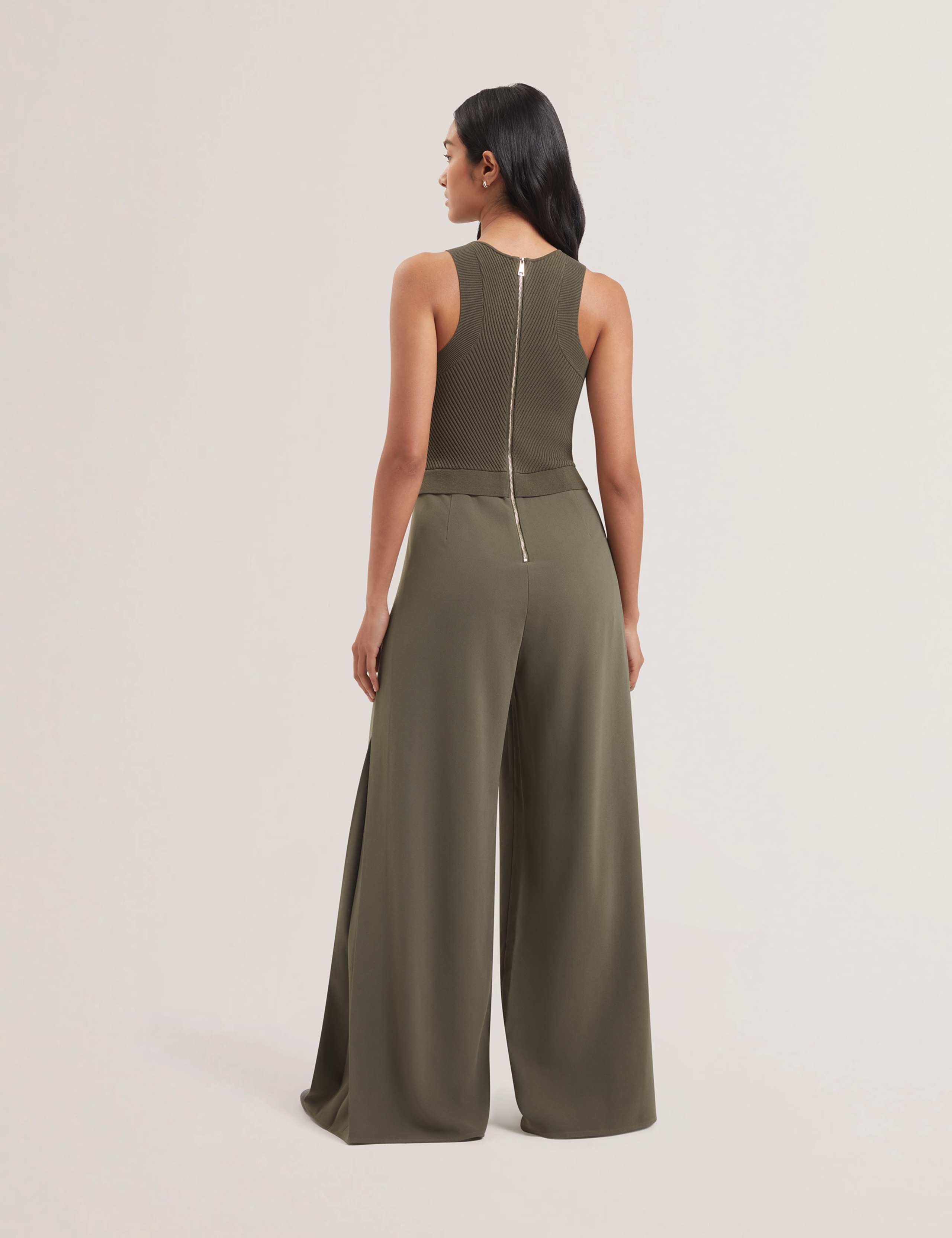 Knitted Bodice Racer Back Wide Leg Jumpsuit 3 of 4