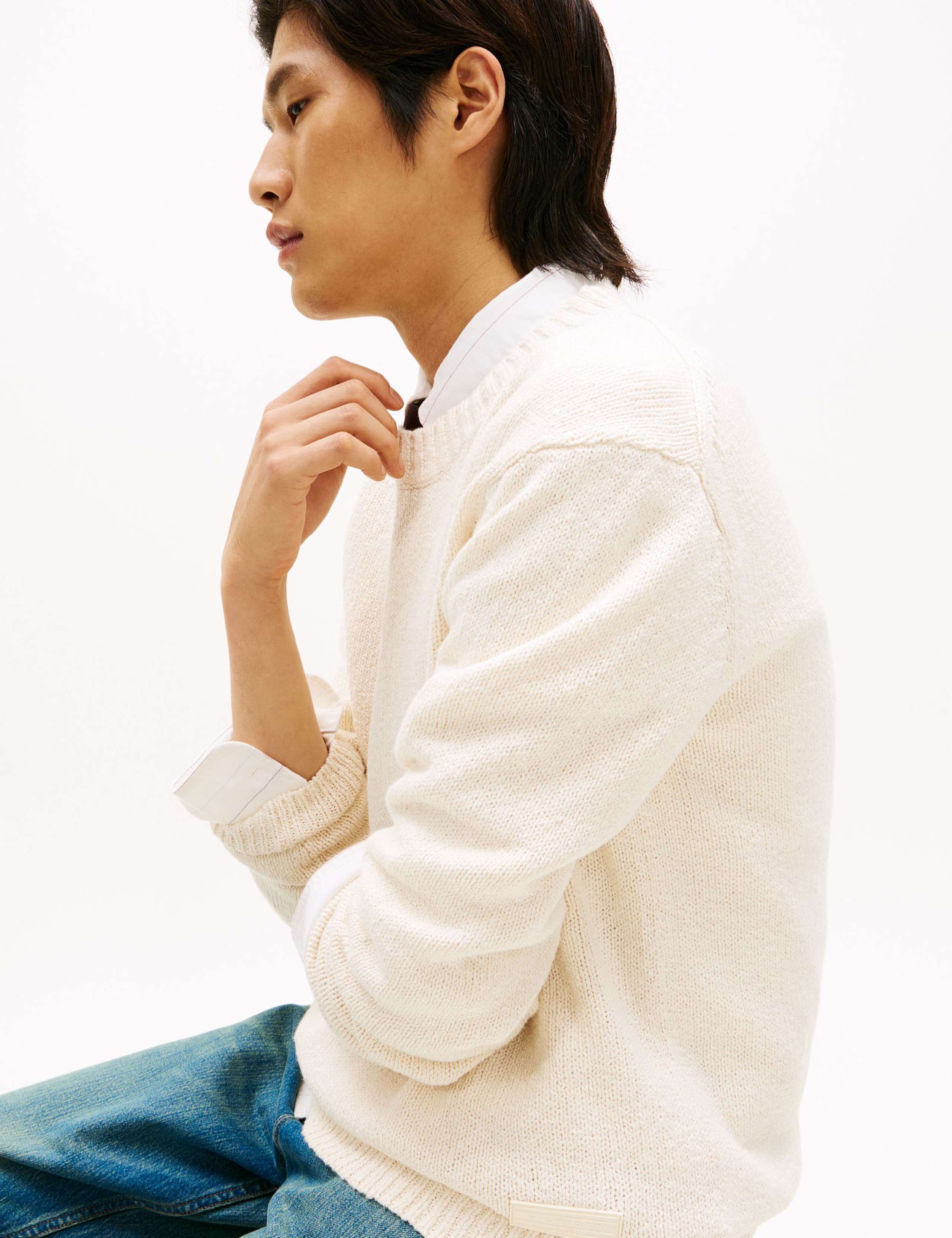 Pure Cotton Textured Crew Neck Jumper 5 of 5