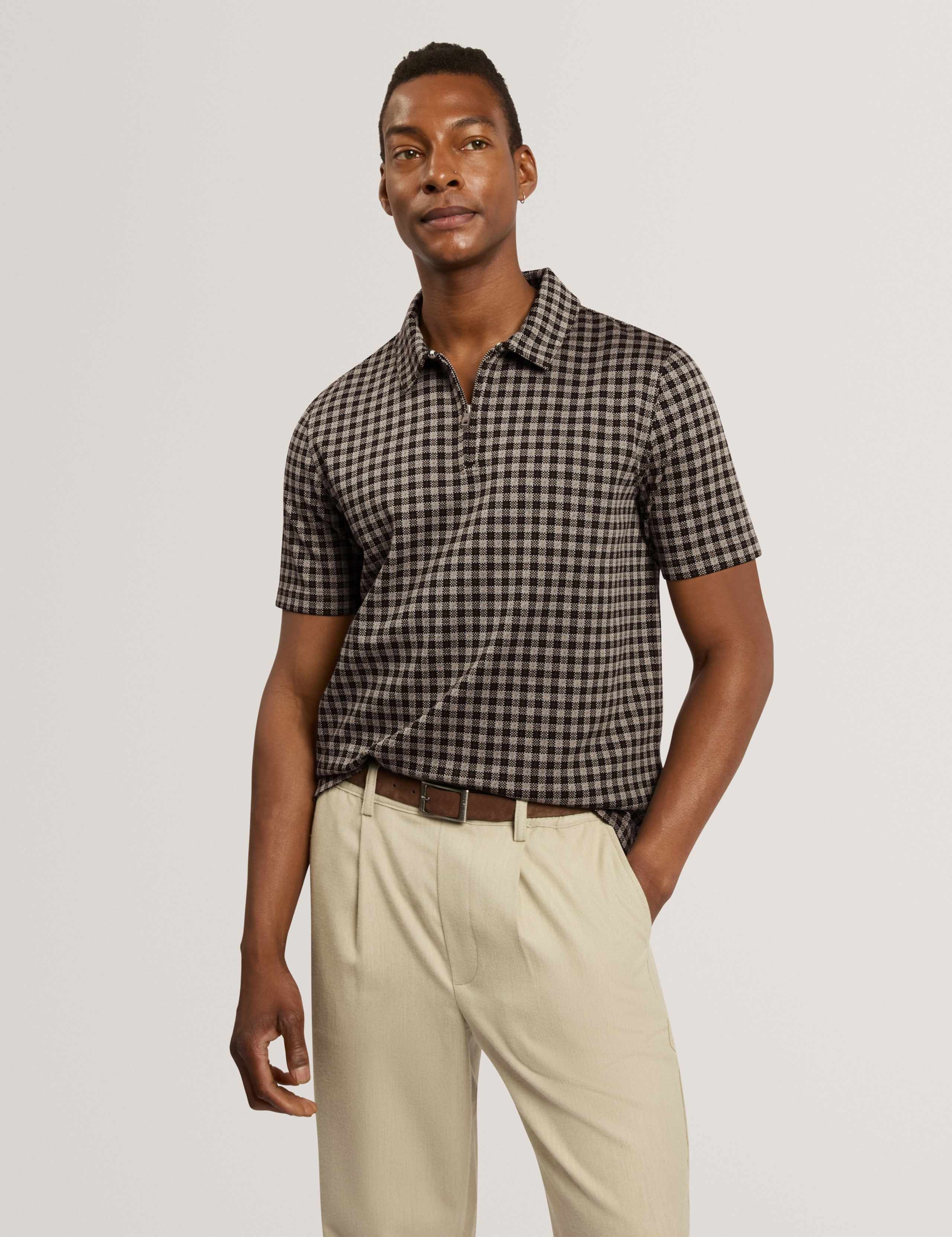 Checked Half Zip Polo Shirt 1 of 6