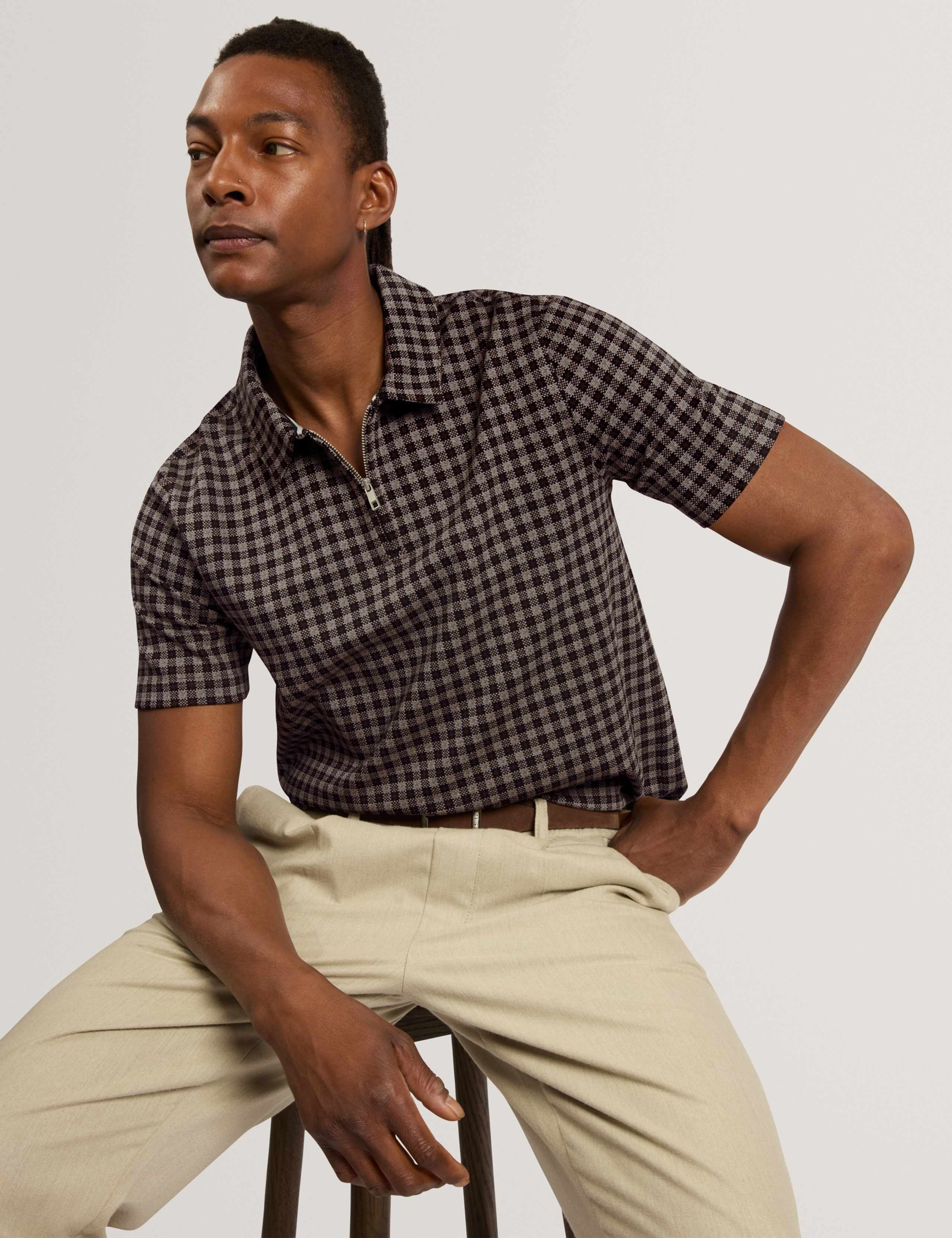 Checked Half Zip Polo Shirt 5 of 6