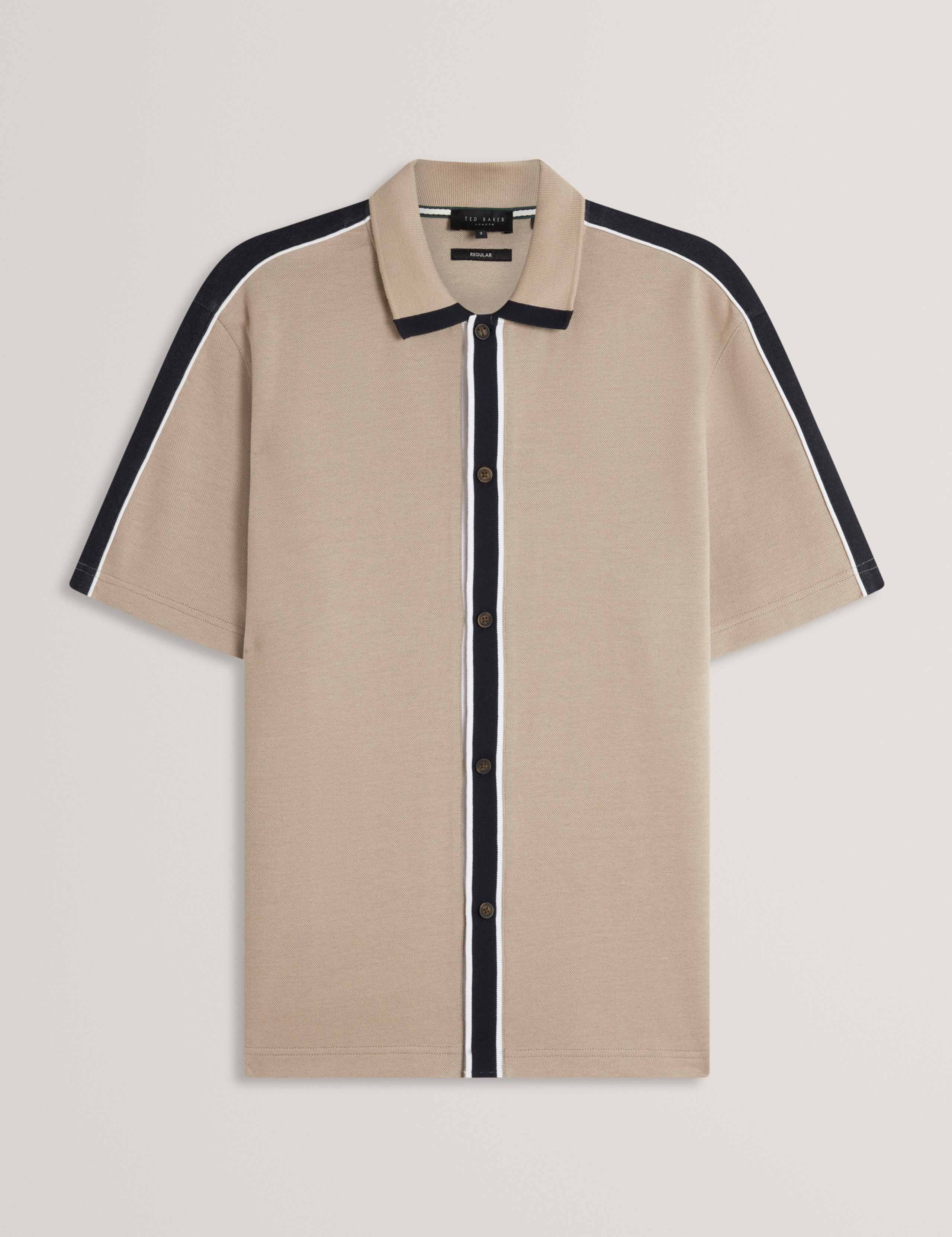 Cotton Blend Two-Tone Button Through Polo Shirt 2 of 7