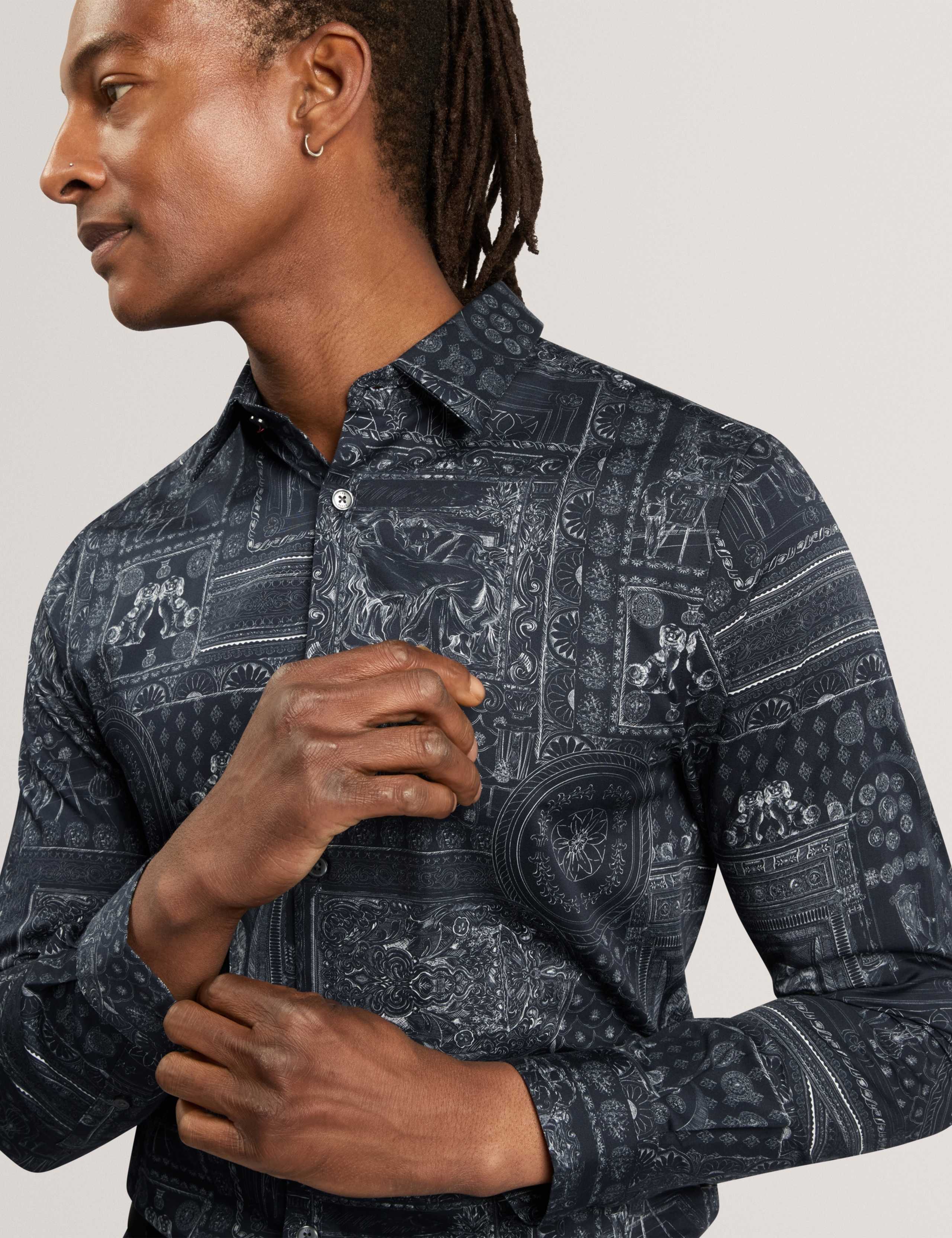 Regular Fit Cotton Rich Printed Luxury Shirt 2 of 6