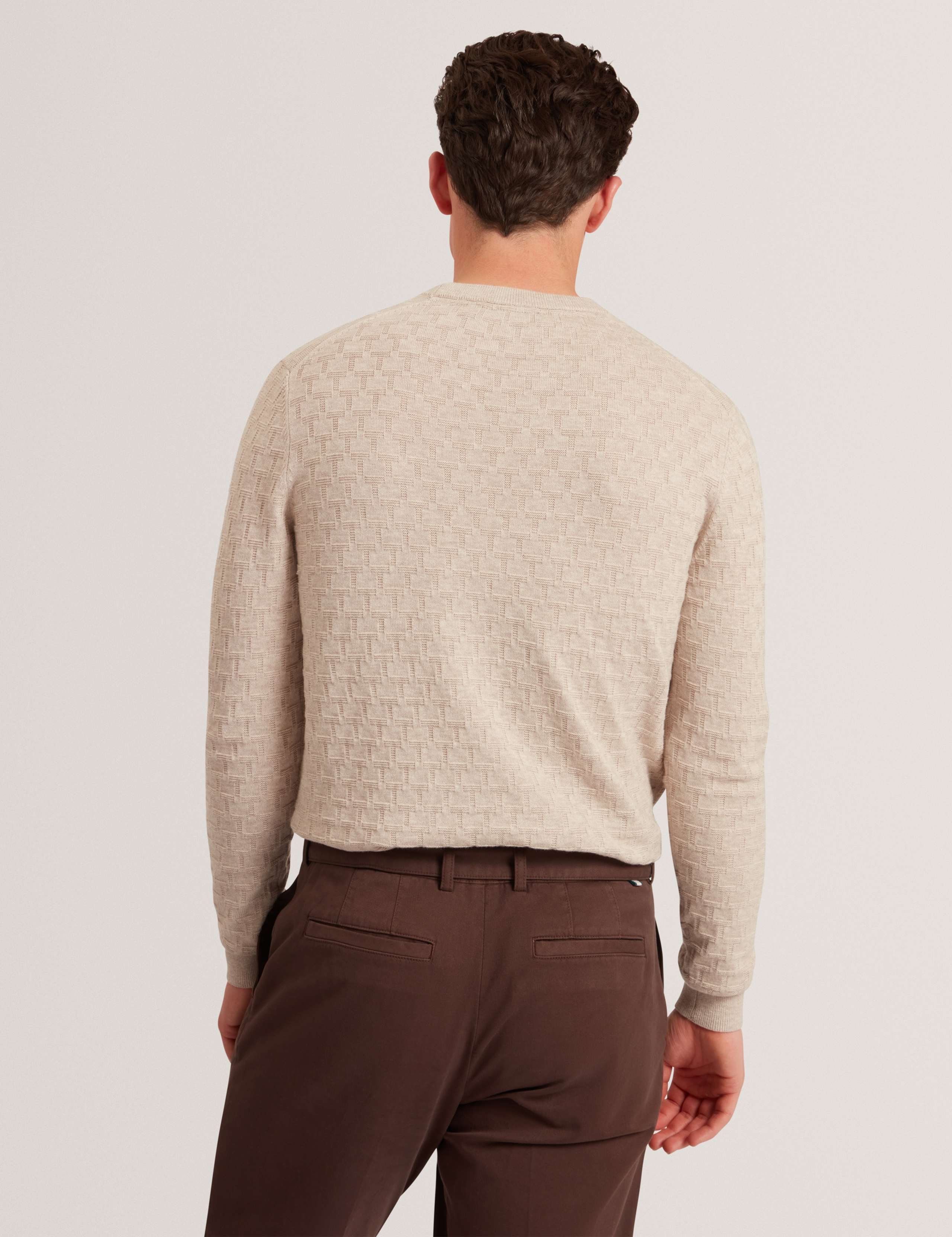 Wool Blend Textured Crew Neck Jumper 3 of 7