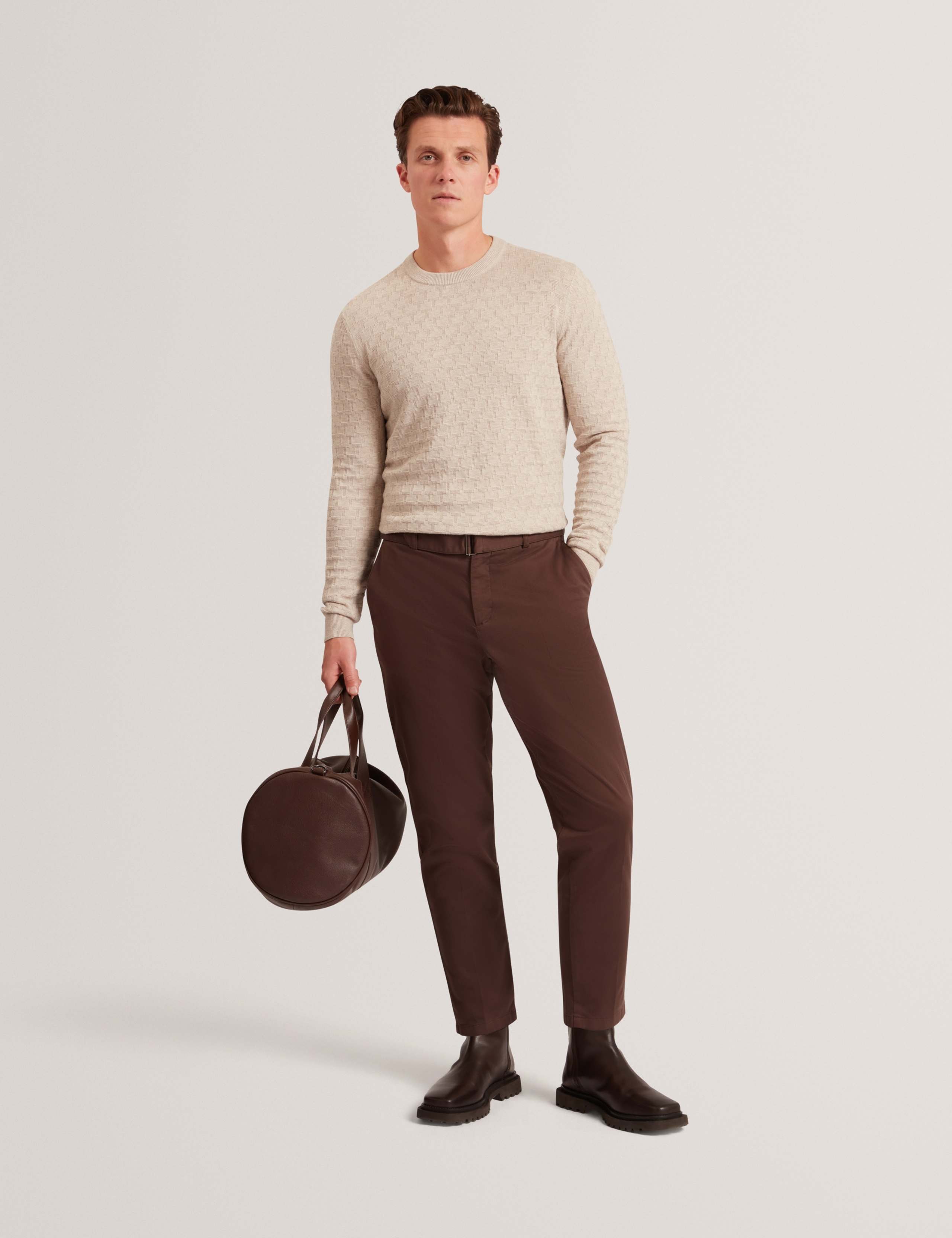 Wool Blend Textured Crew Neck Jumper 4 of 7