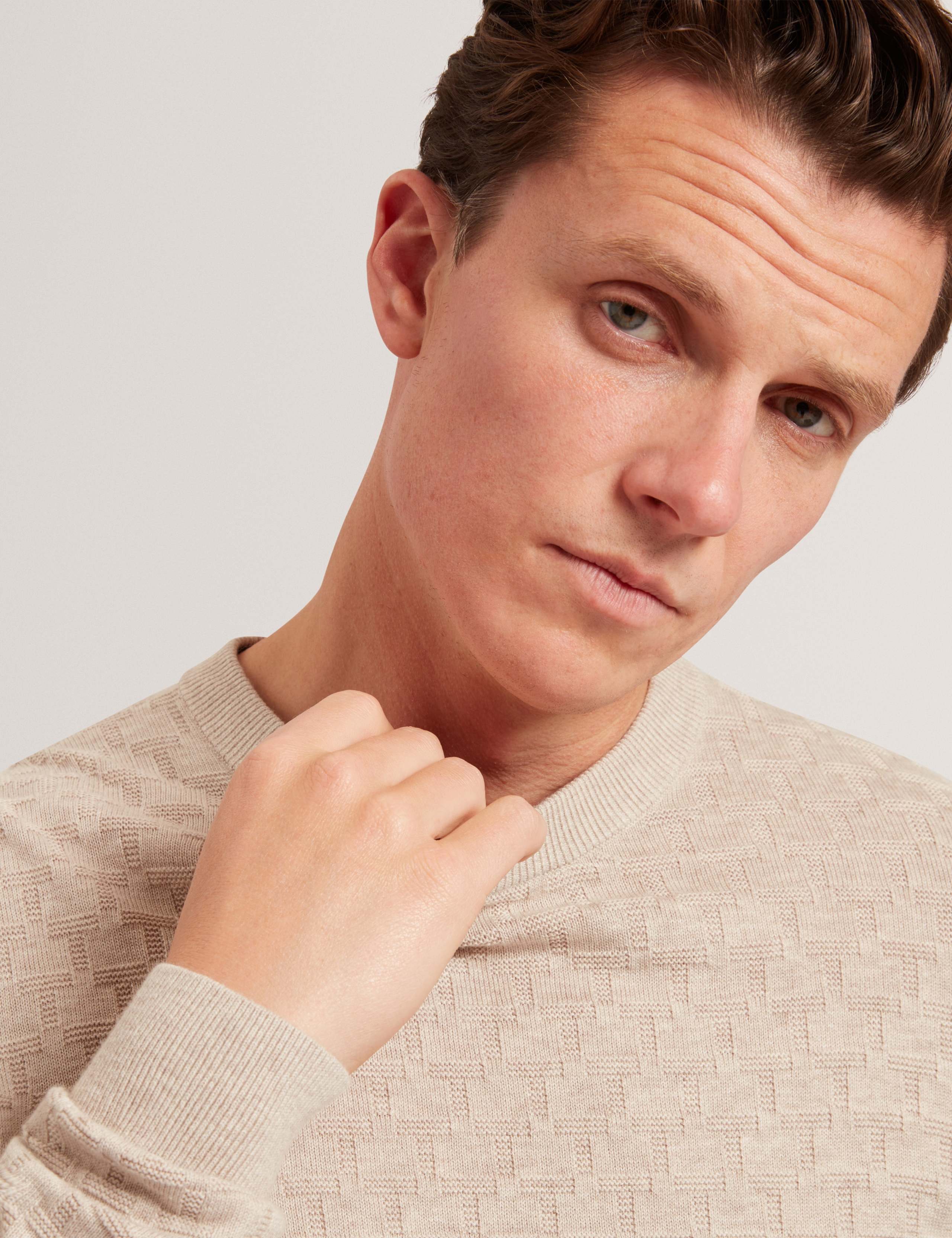 Wool Blend Textured Crew Neck Jumper 5 of 7