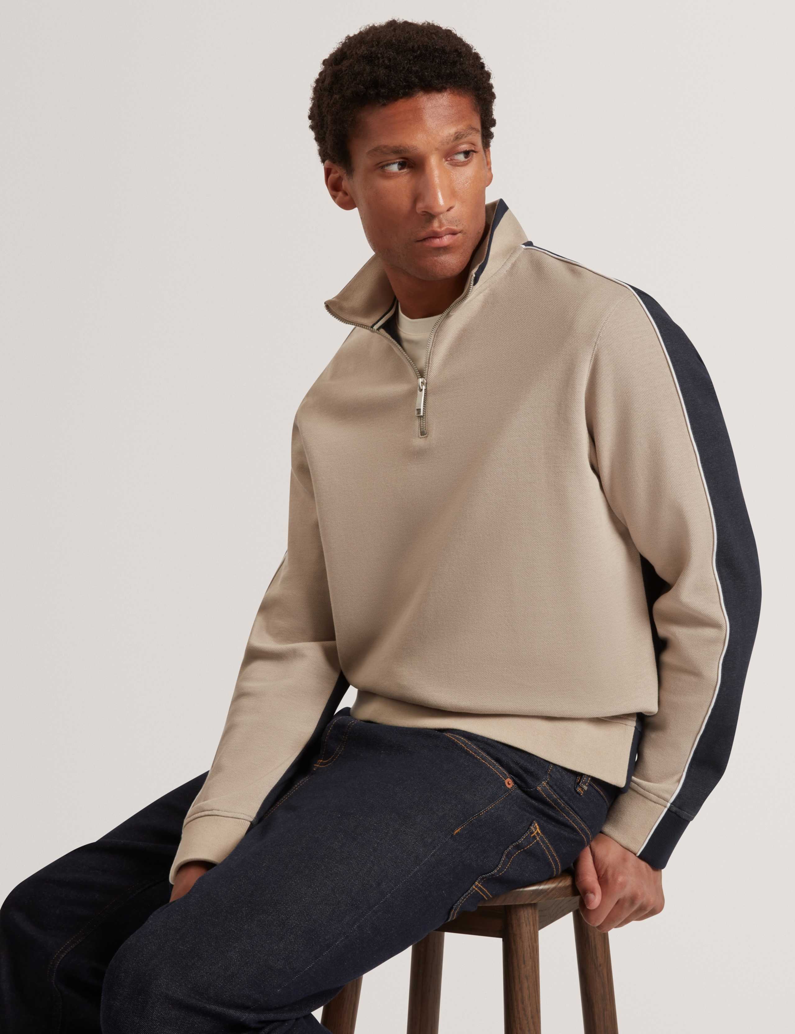 Cotton Blend Zip Up Long Sleeve Polo Shirt 3 of 7