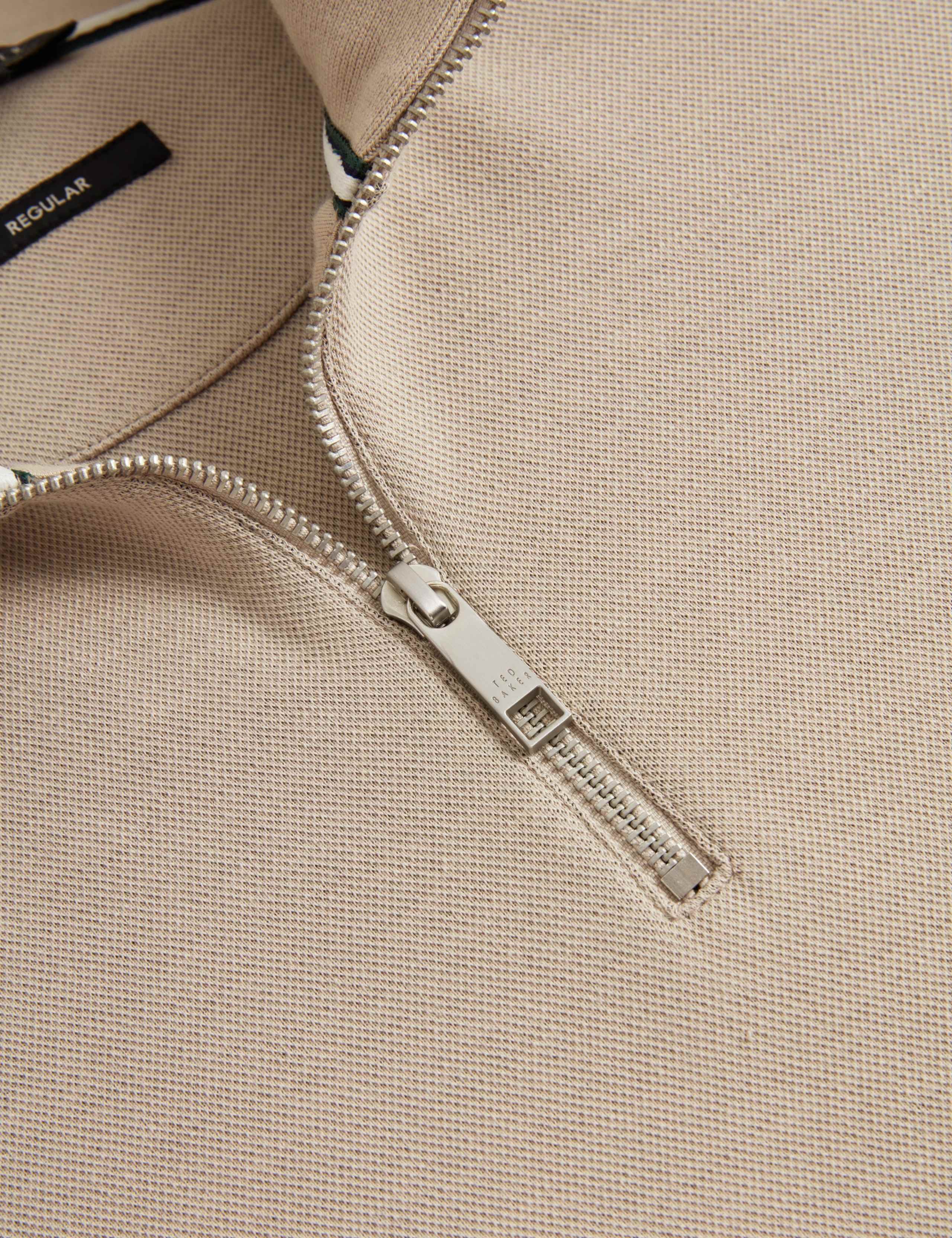 Cotton Blend Zip Up Long Sleeve Polo Shirt 4 of 7