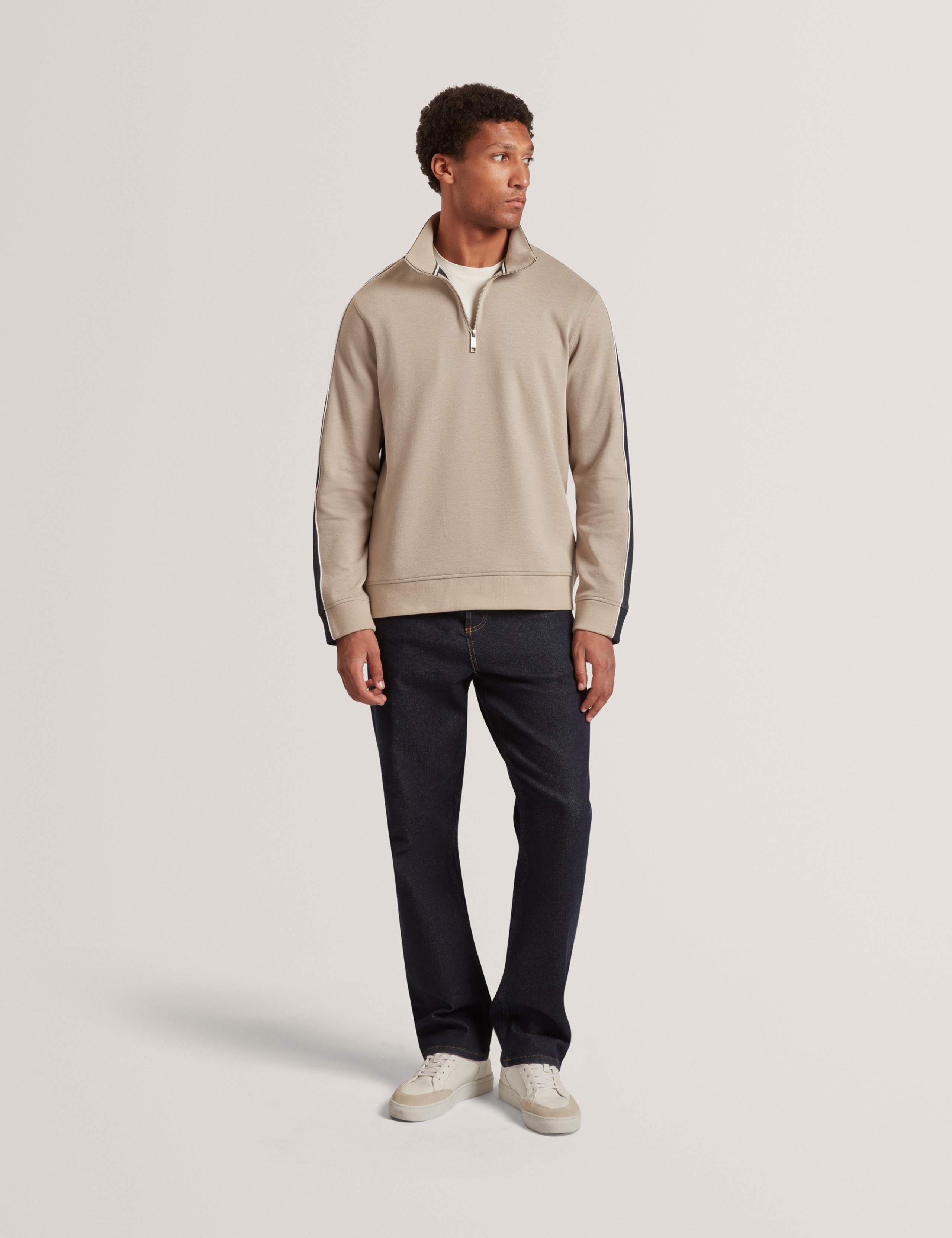 Cotton Blend Zip Up Long Sleeve Polo Shirt 5 of 7
