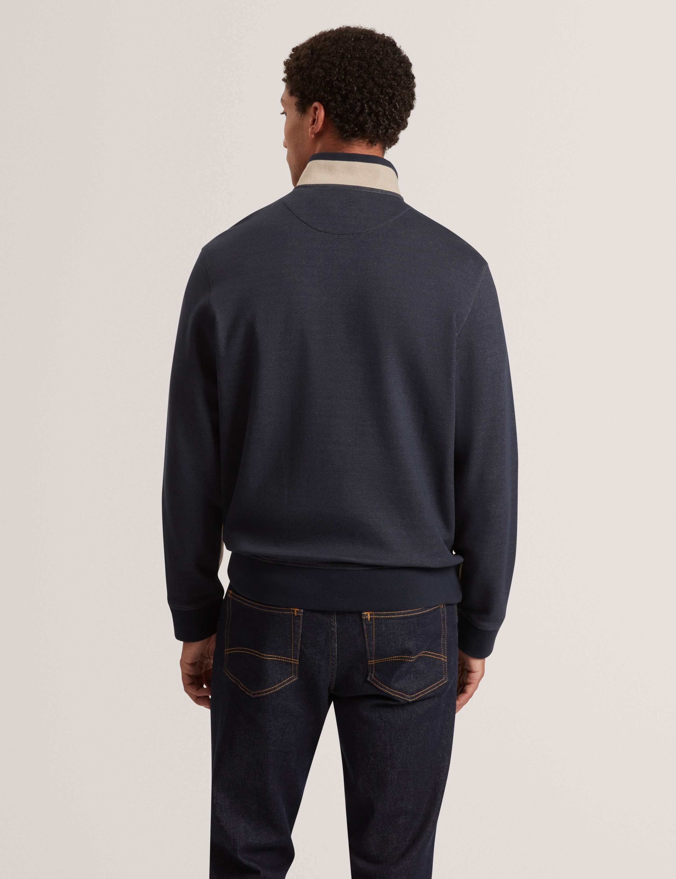 Cotton Blend Zip Up Long Sleeve Polo Shirt 6 of 7
