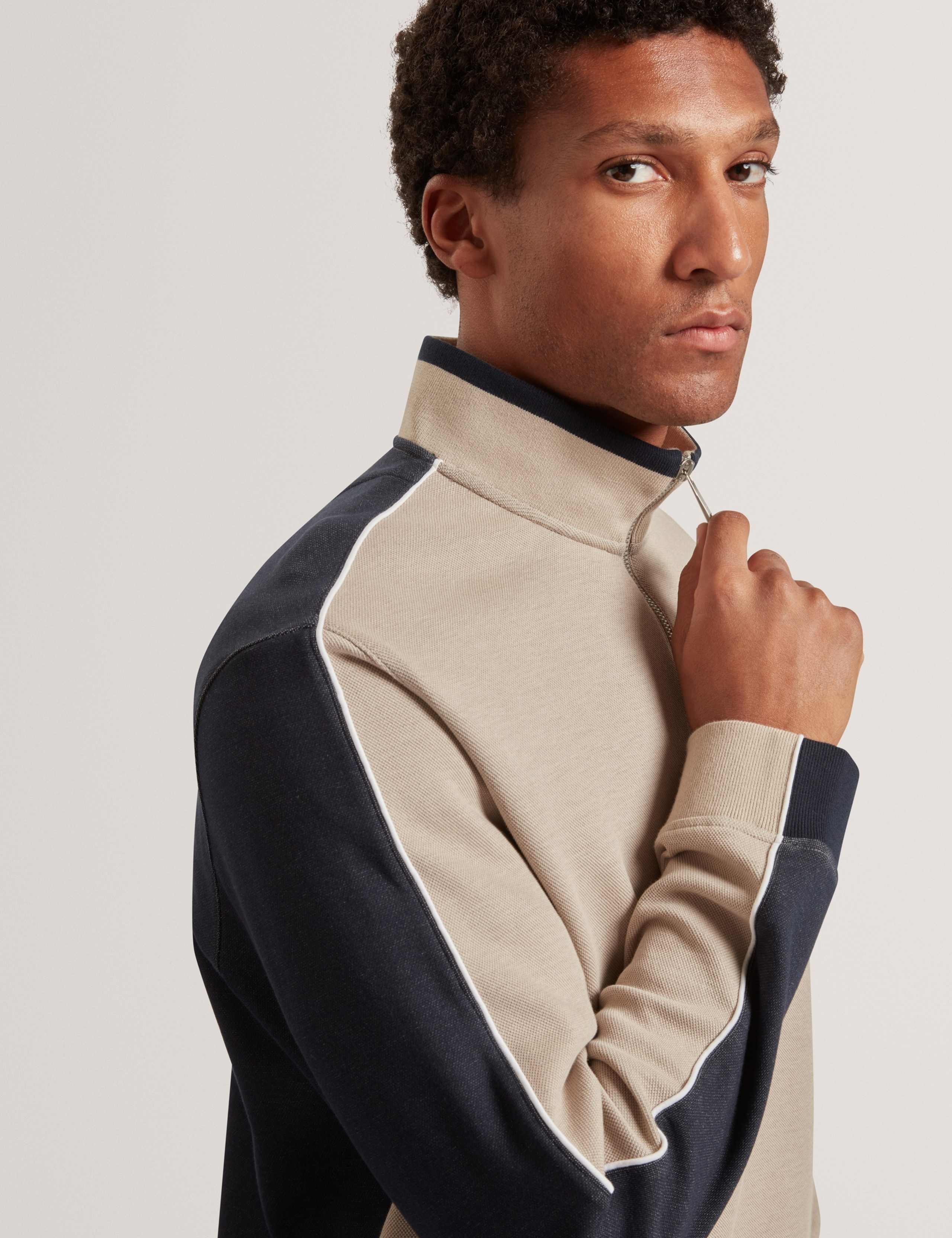 Cotton Blend Zip Up Long Sleeve Polo Shirt 7 of 7