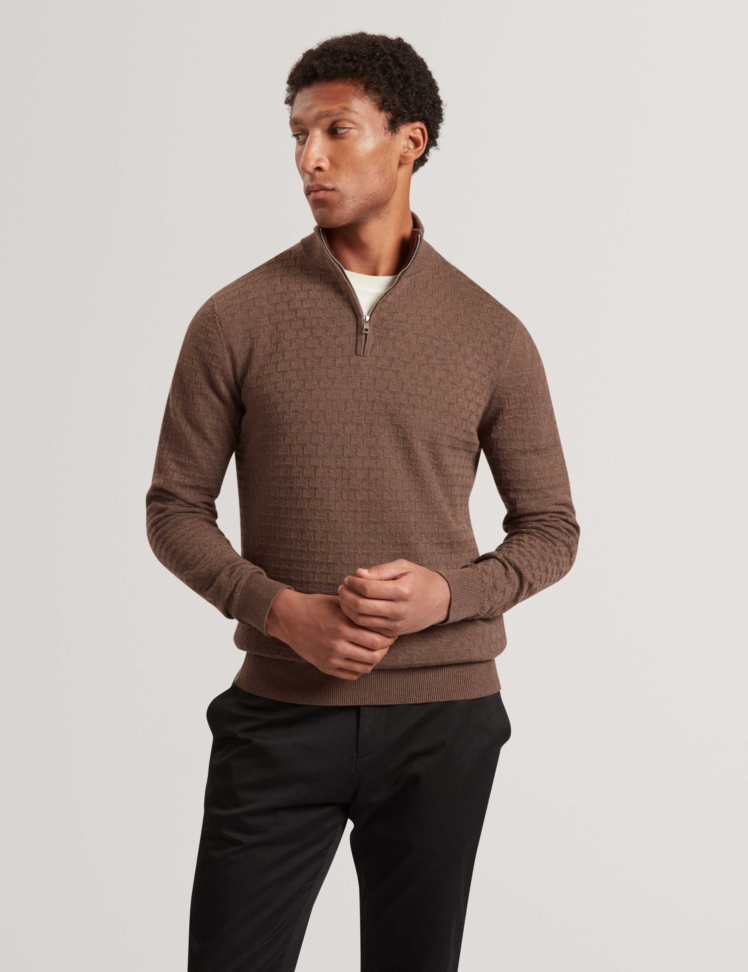 Wool Blend Textured Half Zip Jumper 1 of 7