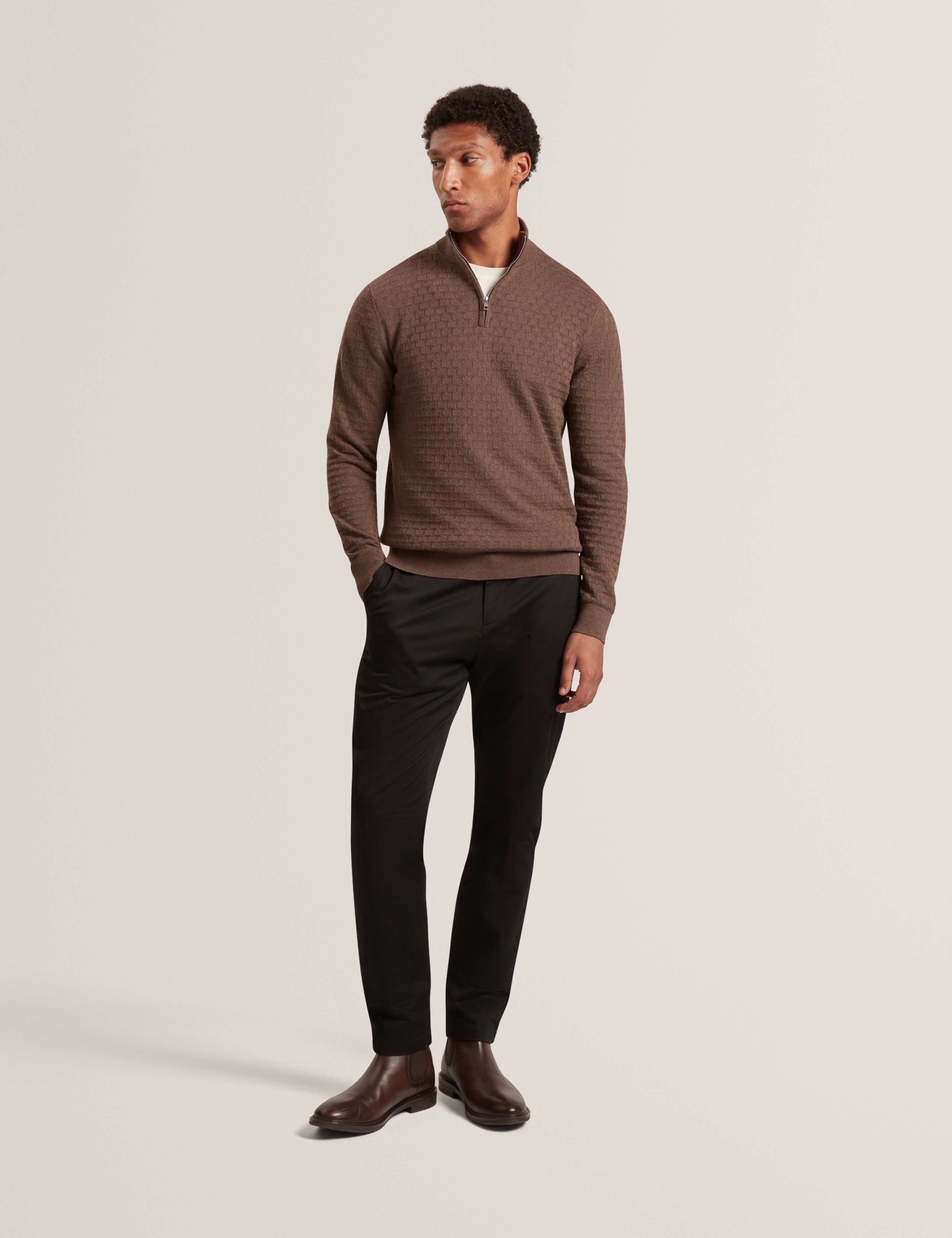 Wool Blend Textured Half Zip Jumper 2 of 7