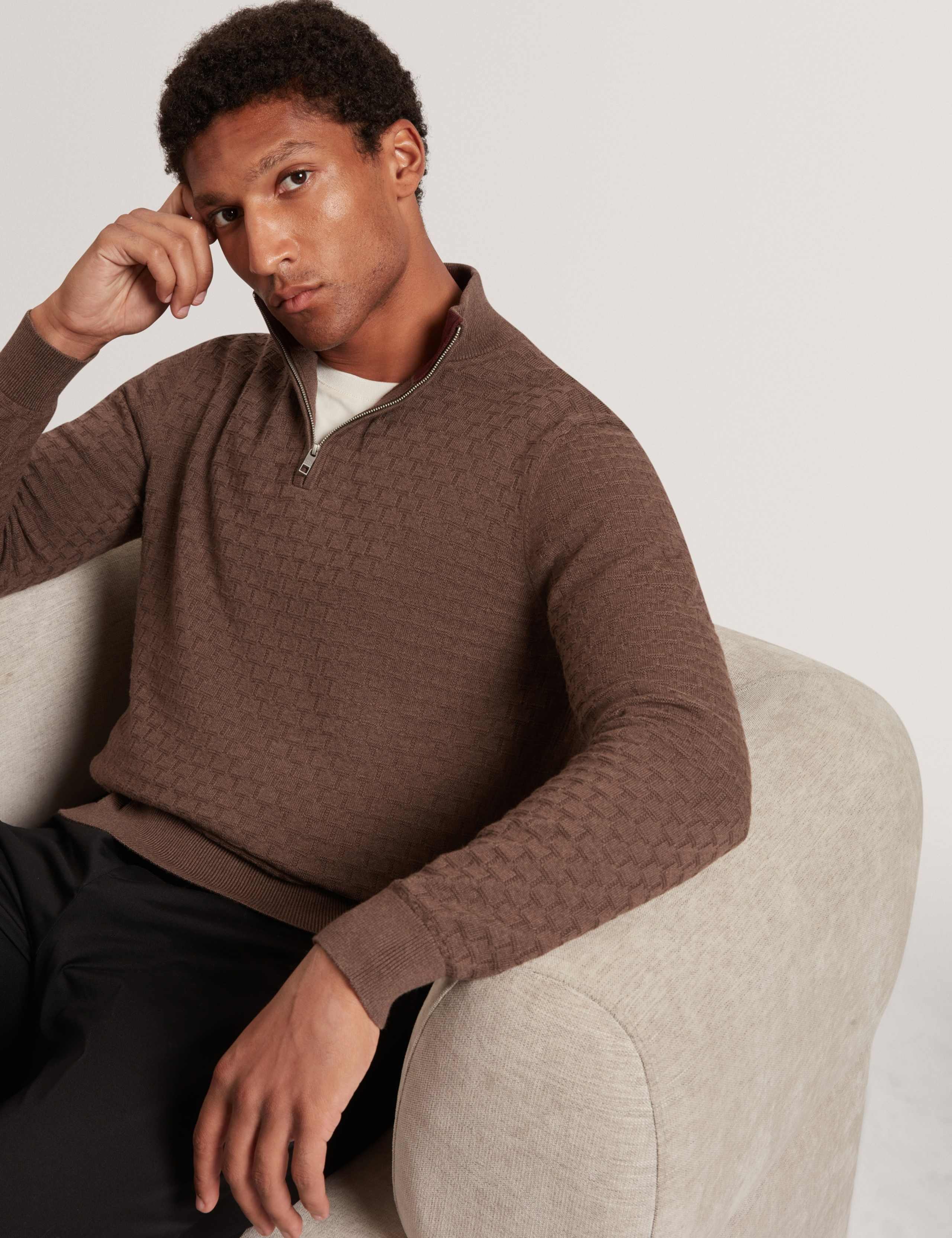 Wool Blend Textured Half Zip Jumper 4 of 7
