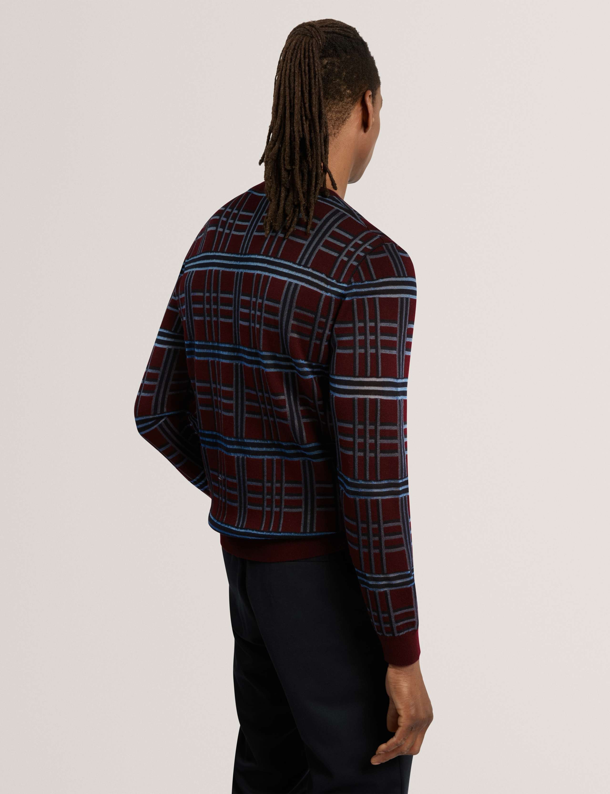 Wool Blend Checked Crew Neck Jumper 3 of 6