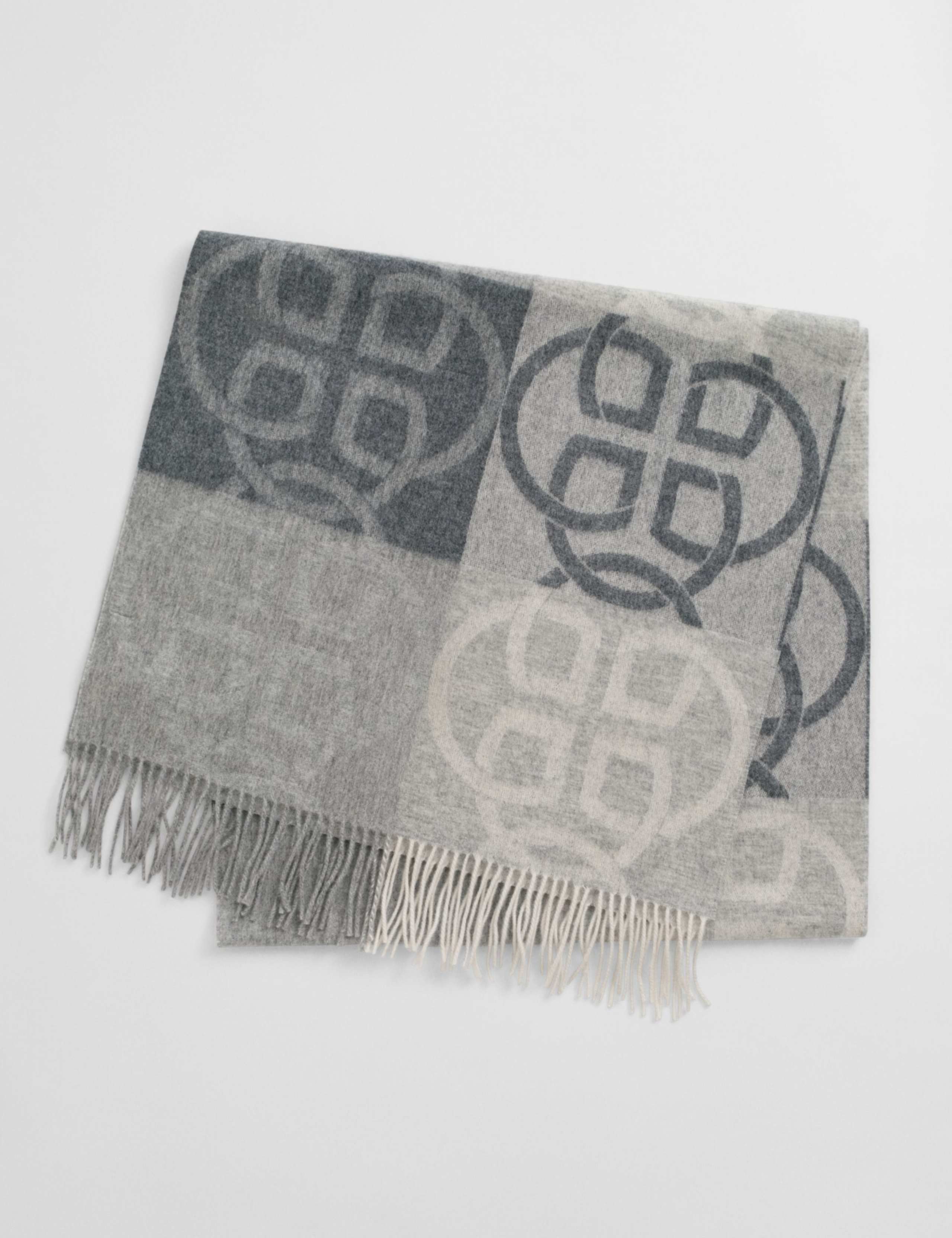 Pure Wool Monogram Fringed Scarf 2 of 3