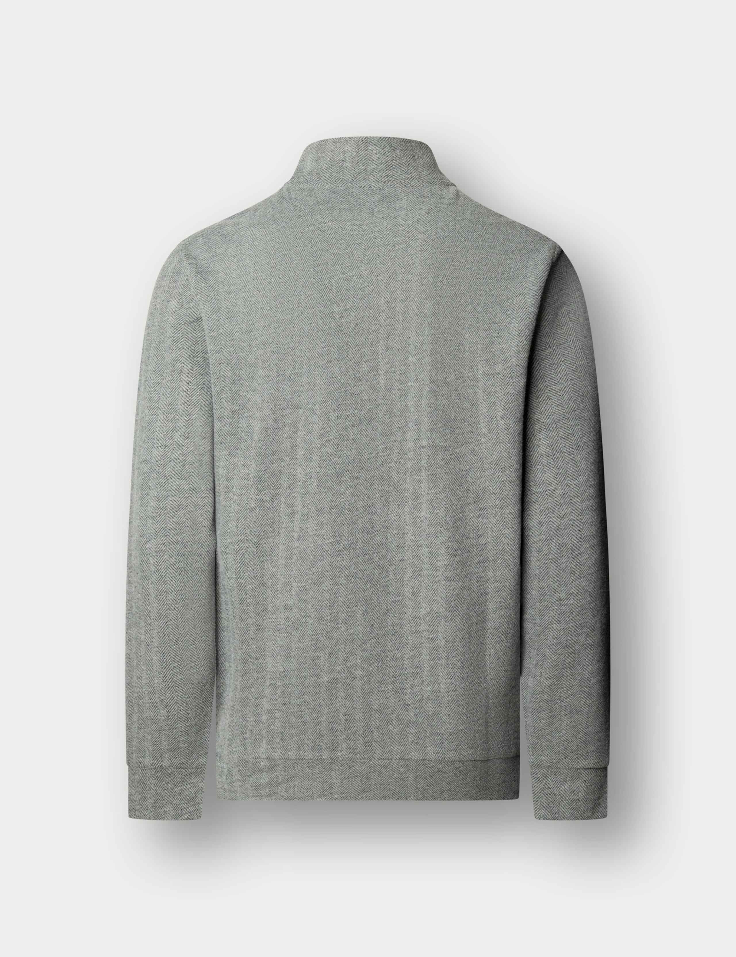 Cotton Rich Herringbone Half Zip Sweatshirt 2 of 2