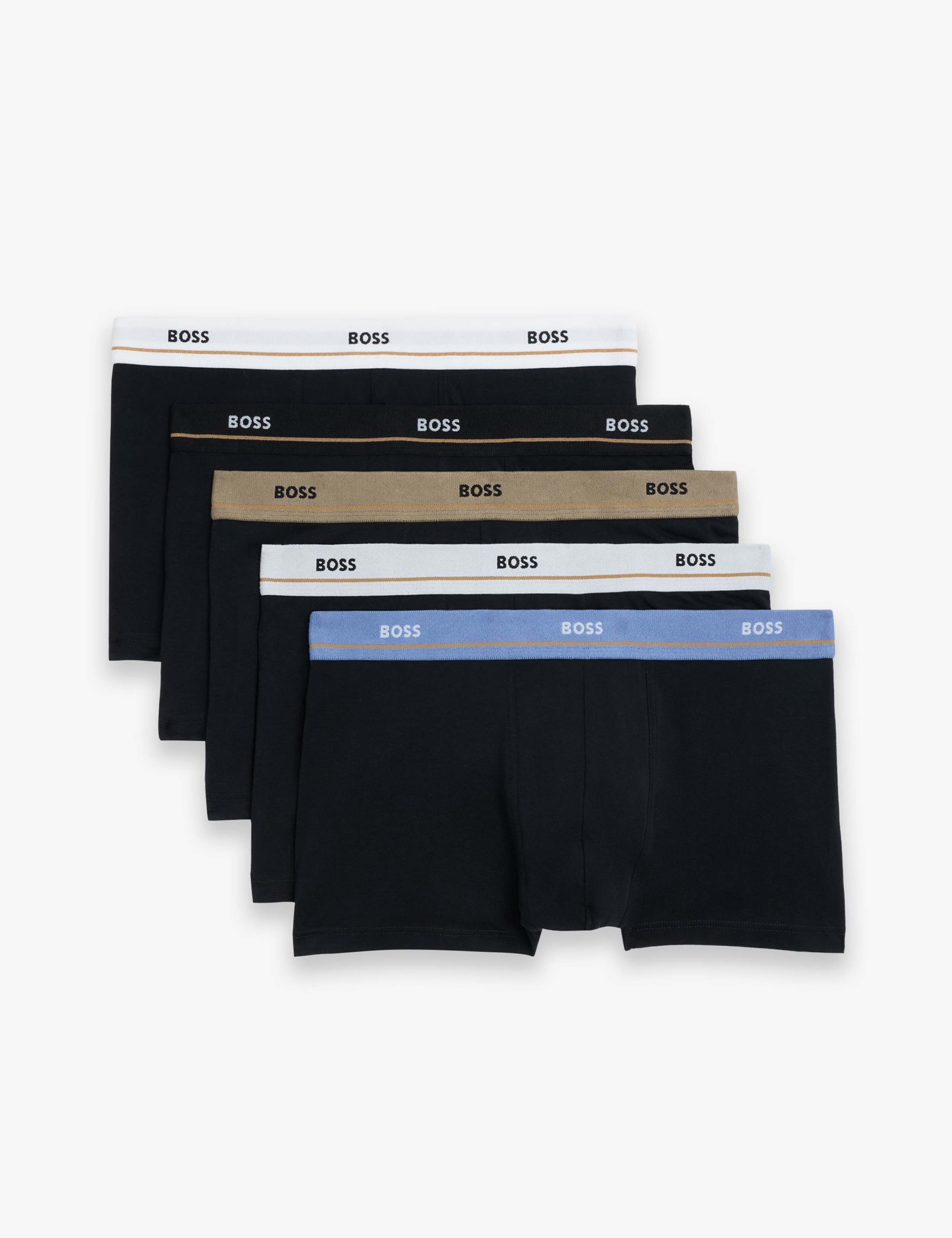 5 Pack Cotton Rich Logo Waistband Trunks 1 of 2