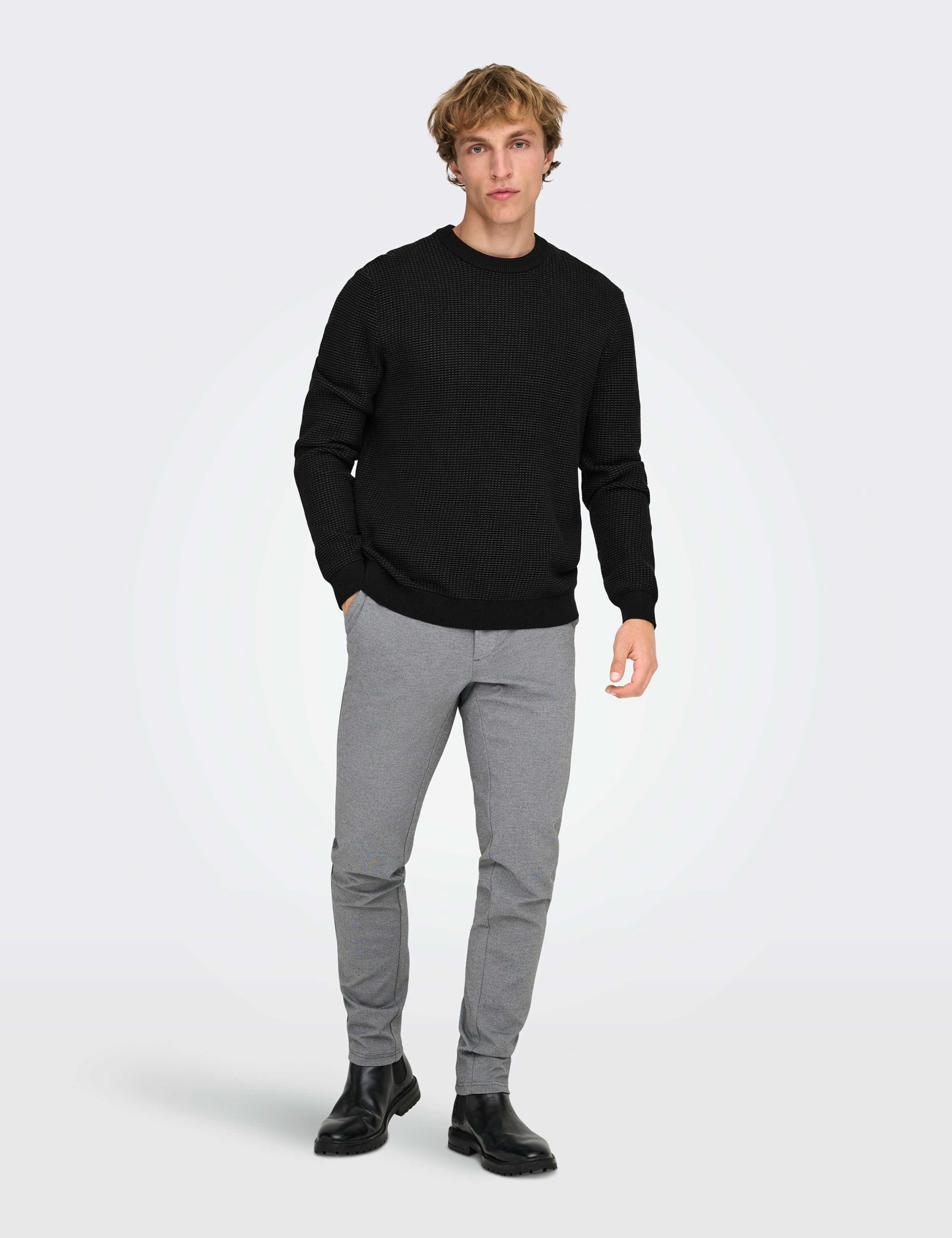 Pure Cotton Textured Crew Neck Jumper 2 of 7