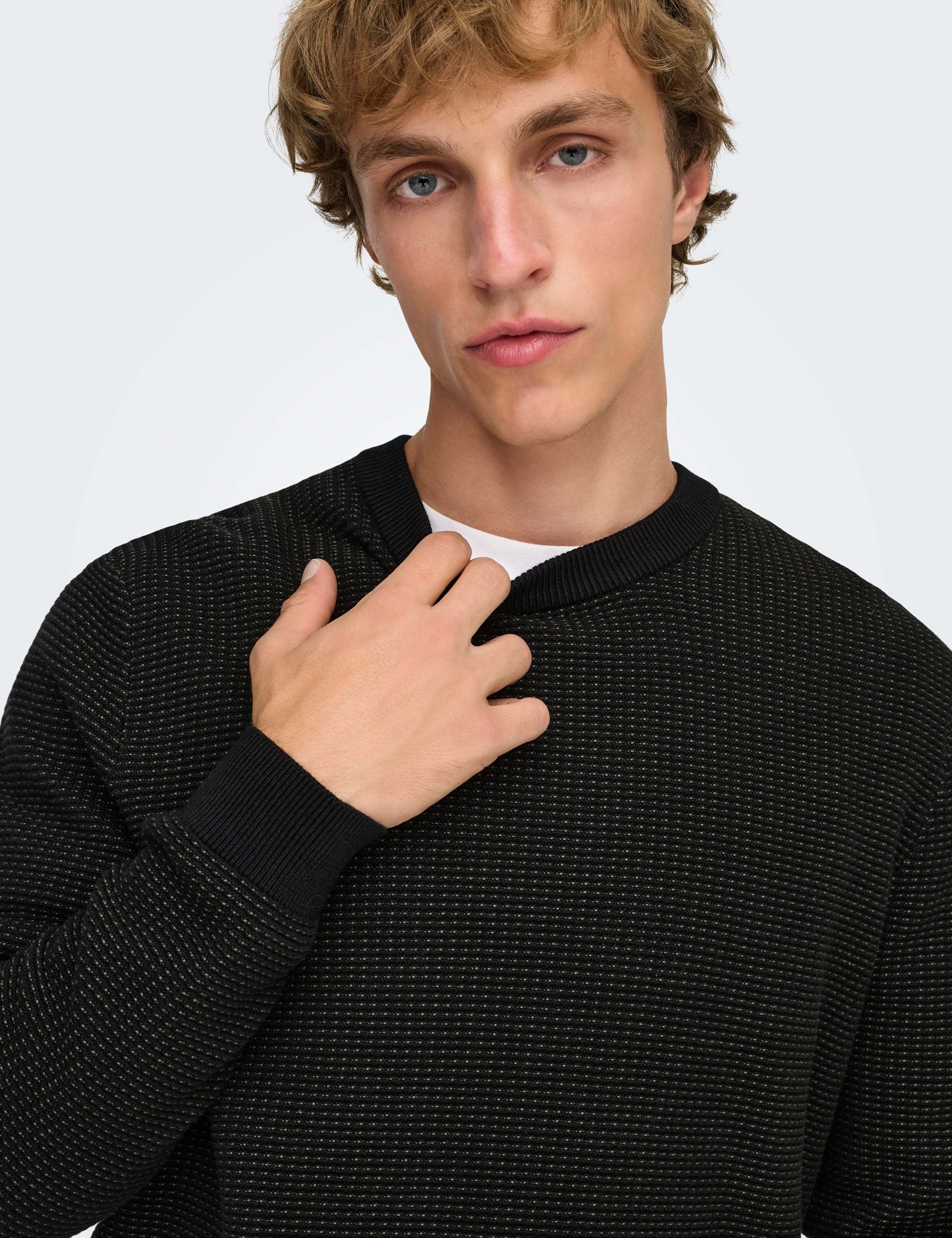 Pure Cotton Textured Crew Neck Jumper 5 of 7