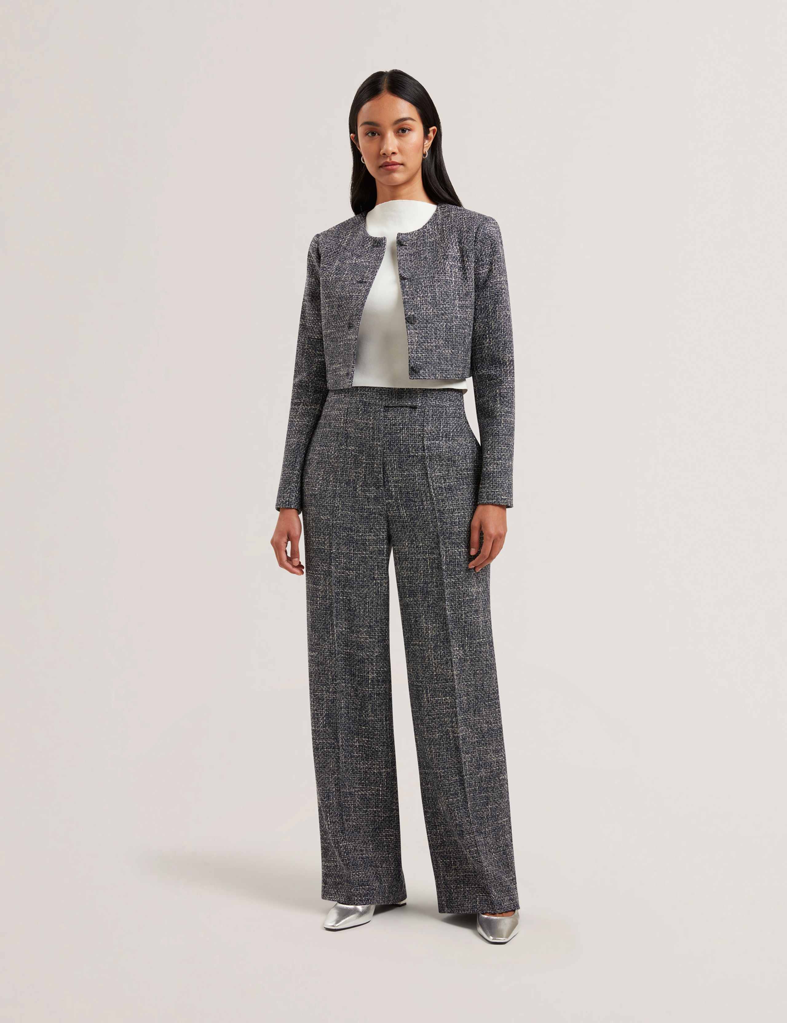 Textured Wide Leg Trousers With Linen 3 of 4