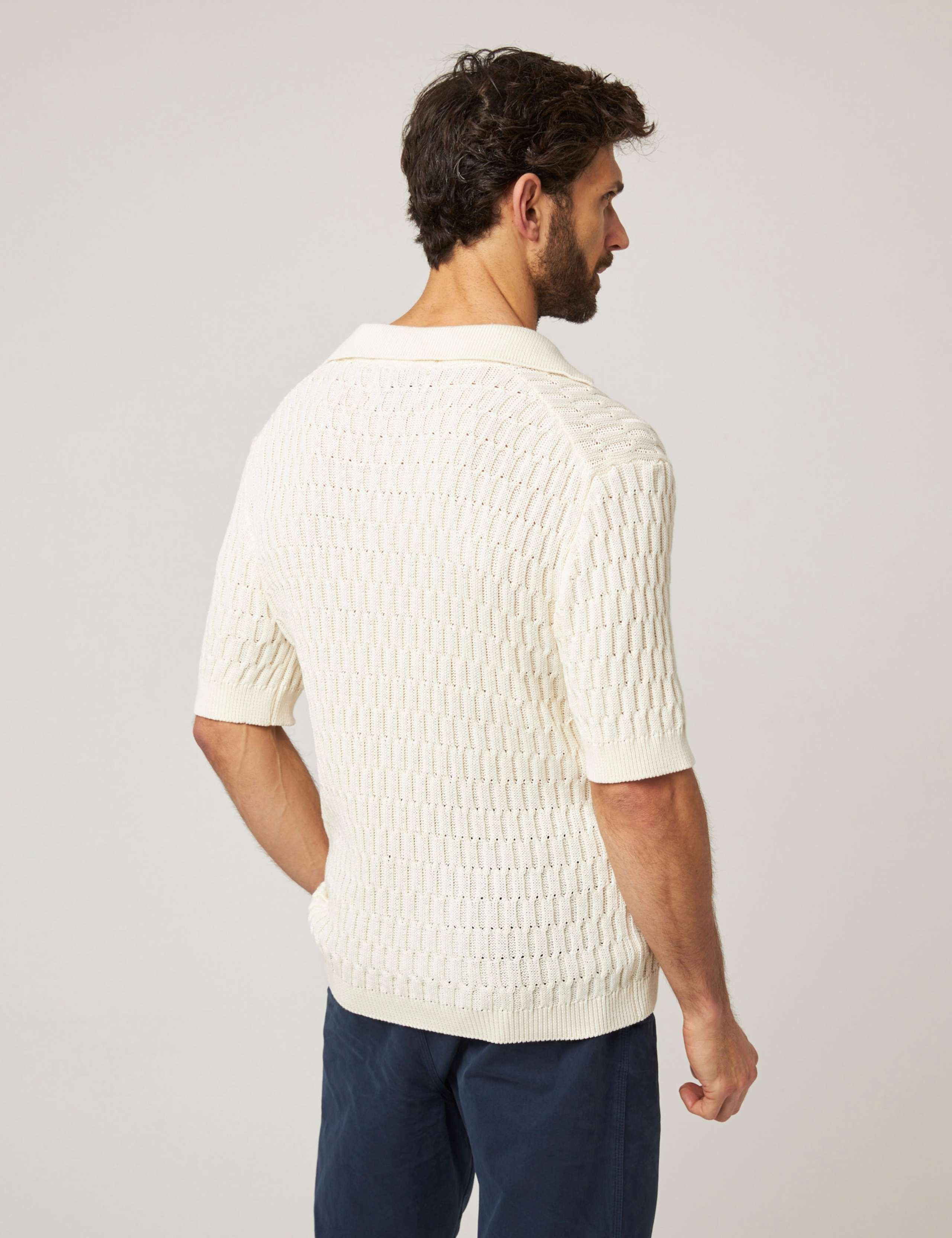 Pure Cotton Cable Knitted Polo Shirt 4 of 6