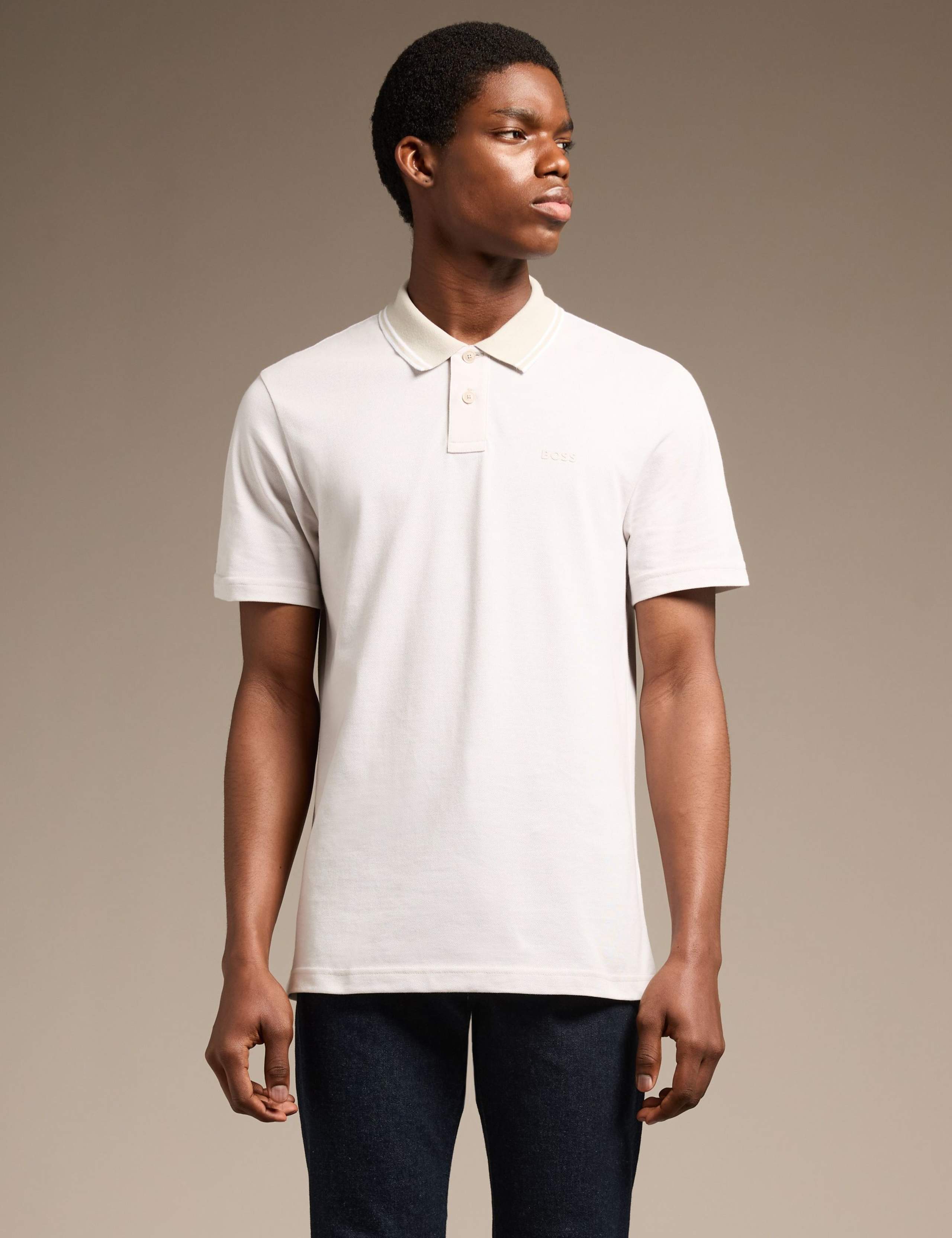 PeoxfordNew Pure Cotton Pique Tipped Collar Polo Shirt 1 of 7